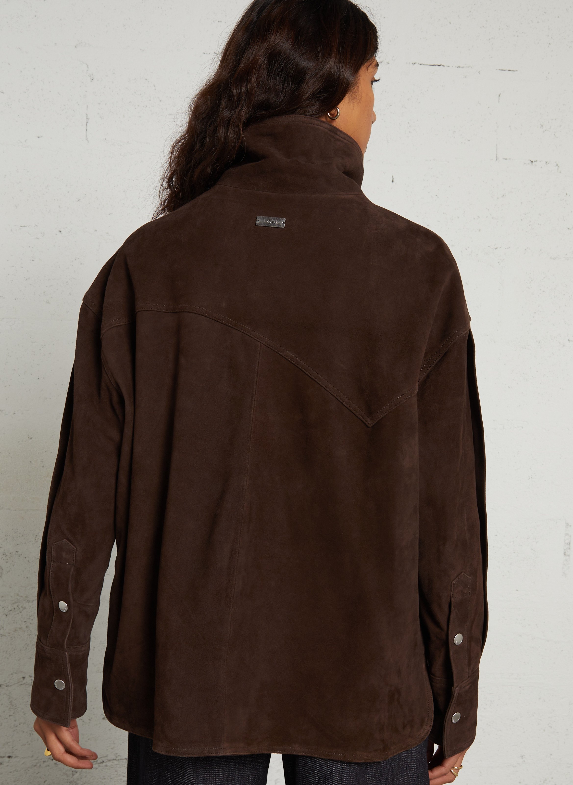 Veste en cuir oversize MARGAUX LONNBERG Marron