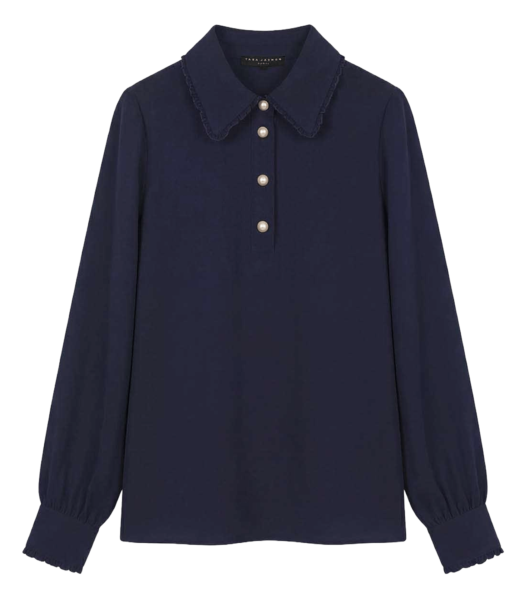 Effen polo met lange mouwen en rechte pasvorm TARA JARMON Blauw