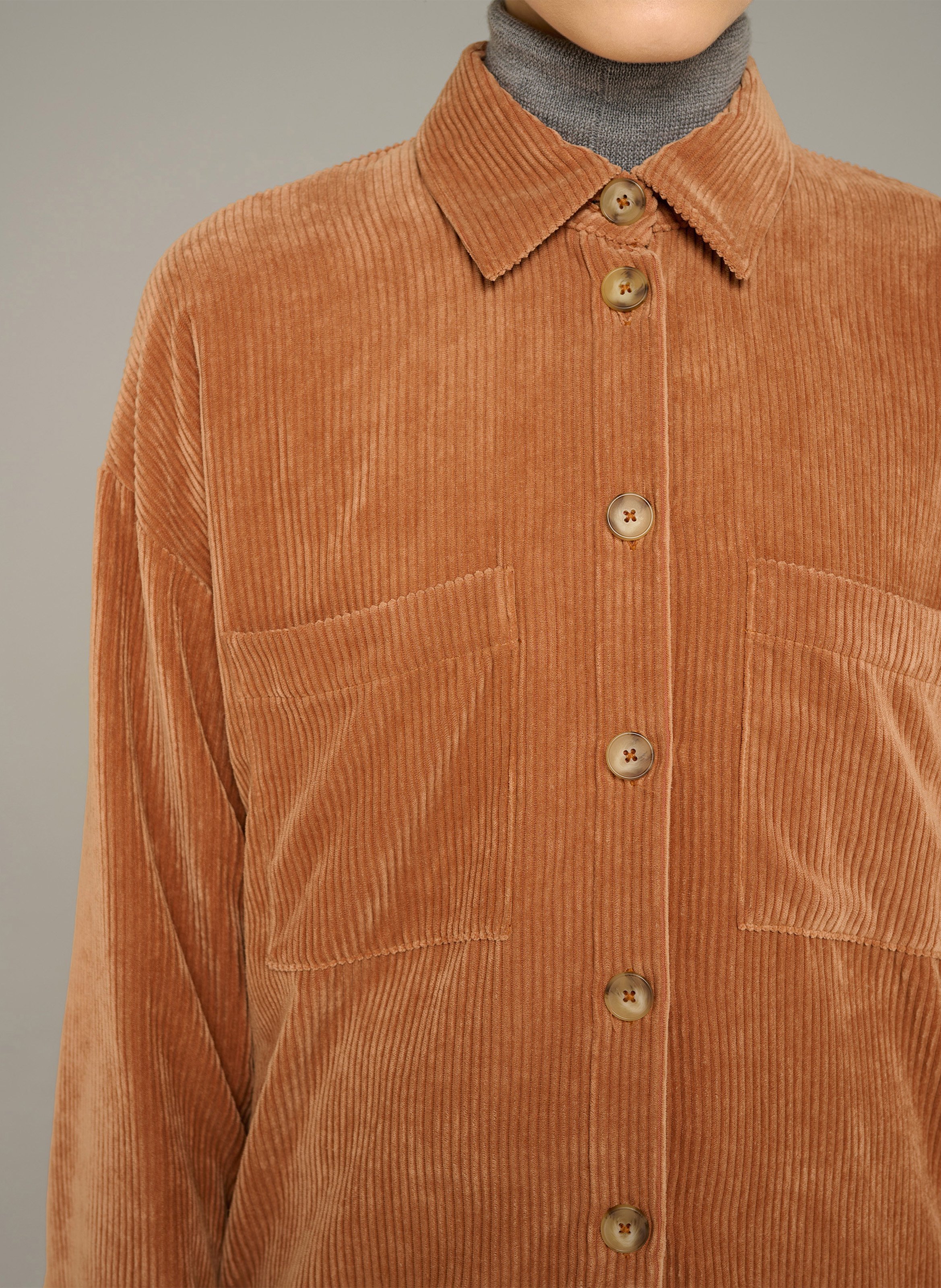 Straight corduroy shirt COTELAC ACOTE Brown