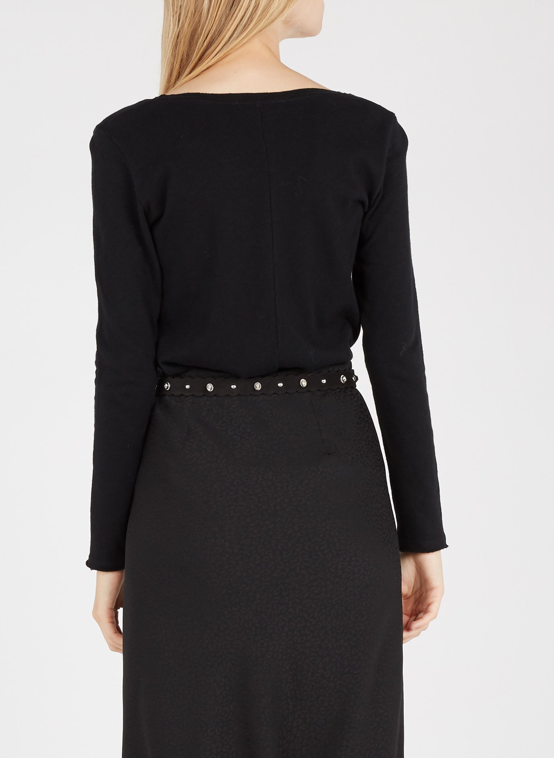 V-neck cotton T-shirt Black