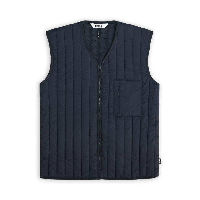 Quilted straight V-neck jacket RAINS Blue