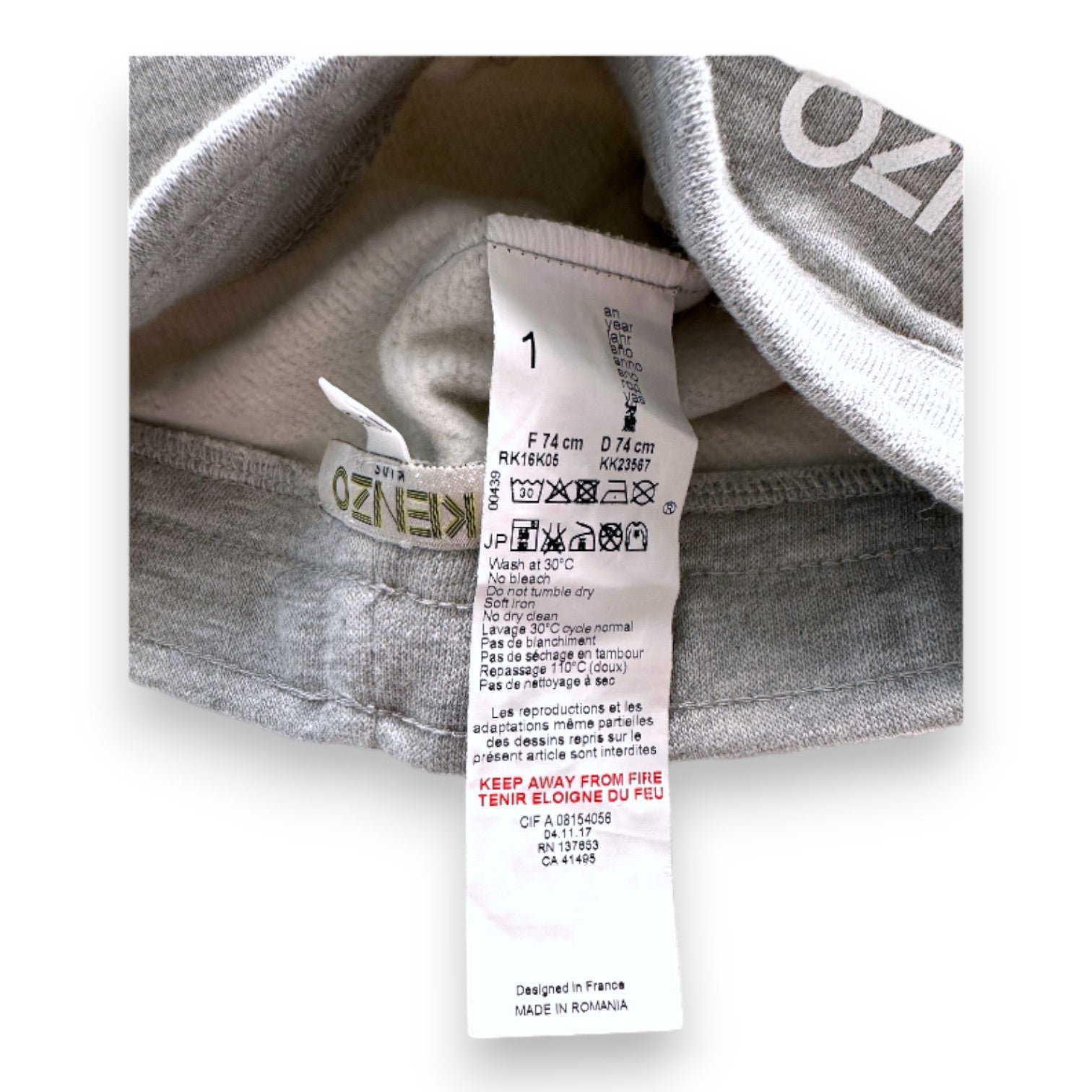 Grey baby pants - 12 months KENZO - SECONDE MAIN Grey