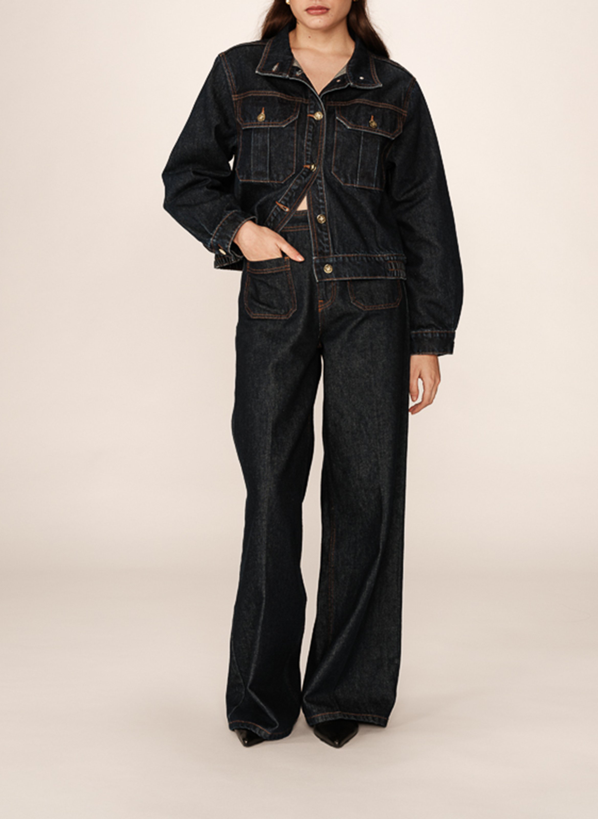 Straight cotton jacket GRACE ET MILA Blue