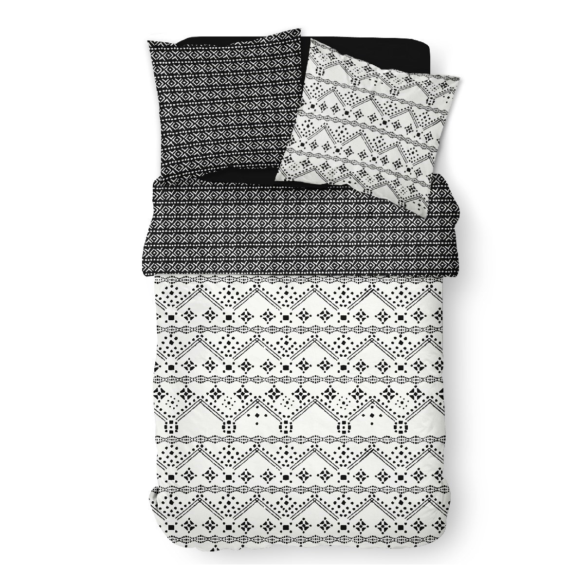 Printed cotton zippered bed set White