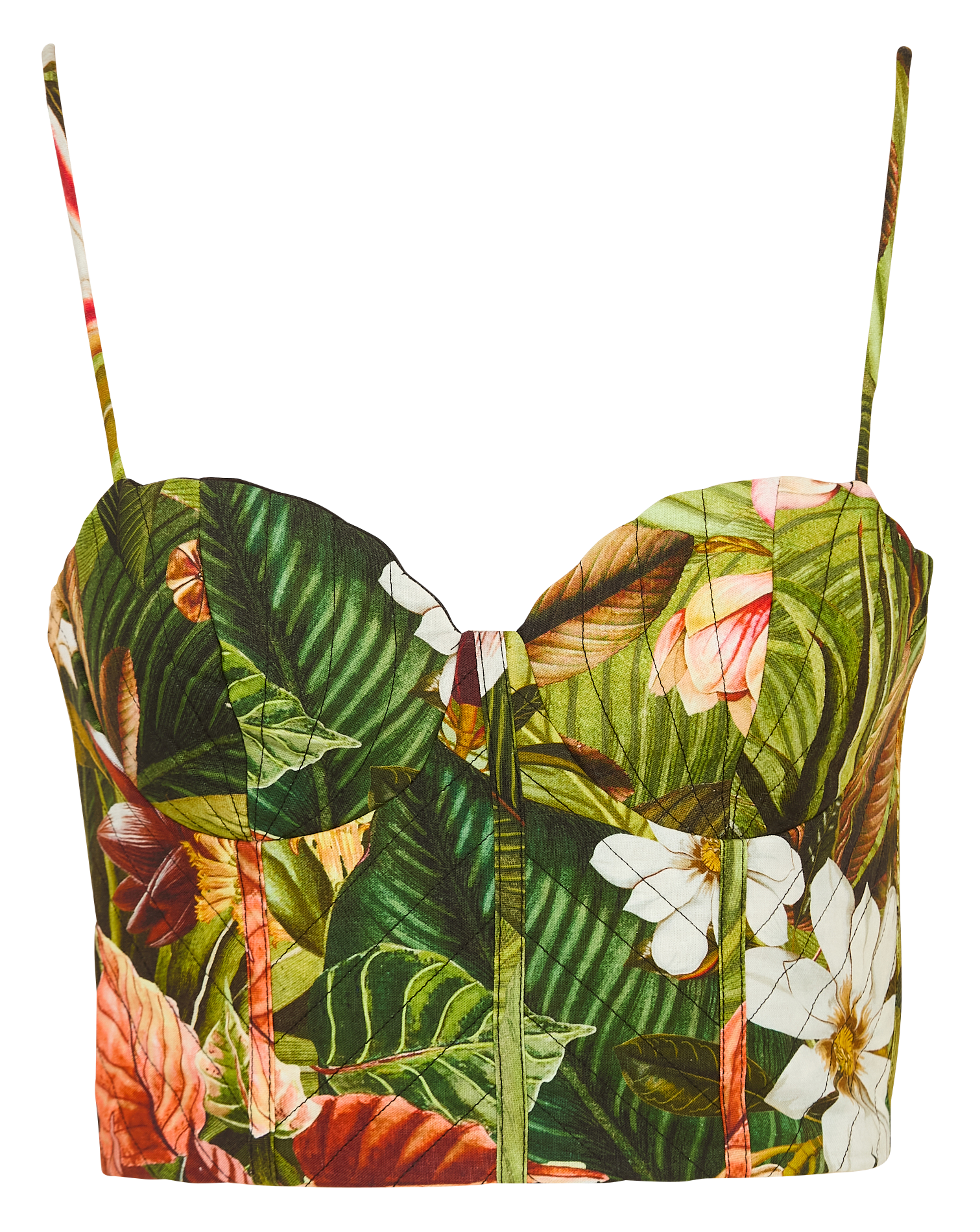 Top with V-neck in blended linen with vegetable print FARM RIO Multicolored