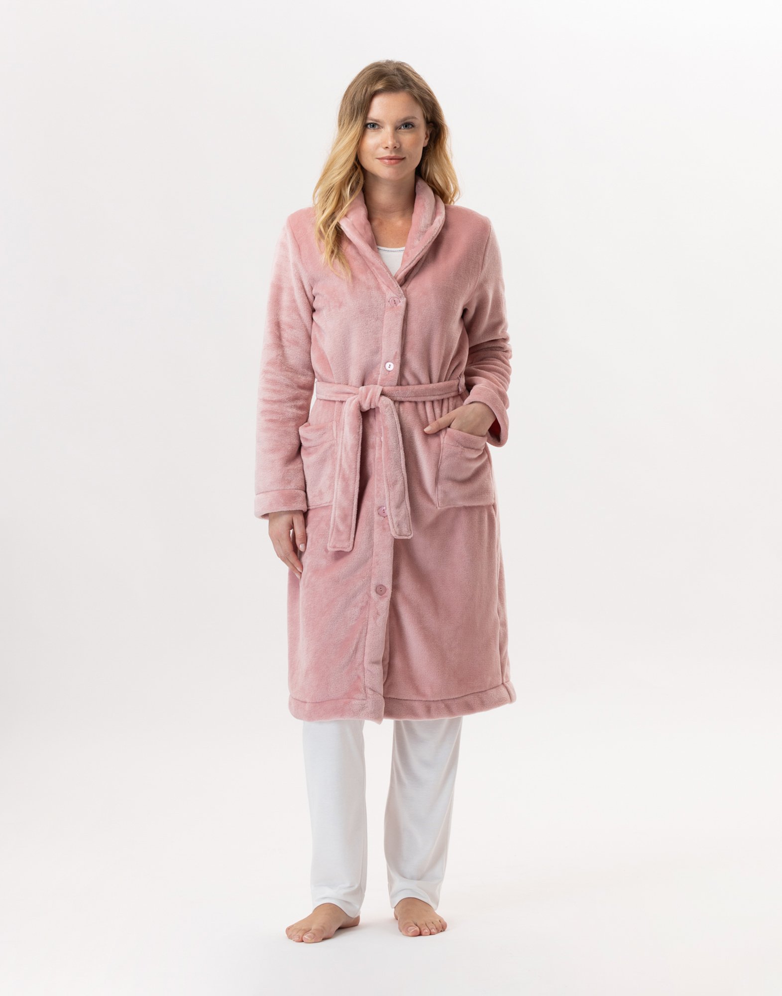 Plush flannel robe LE CHAT Pink