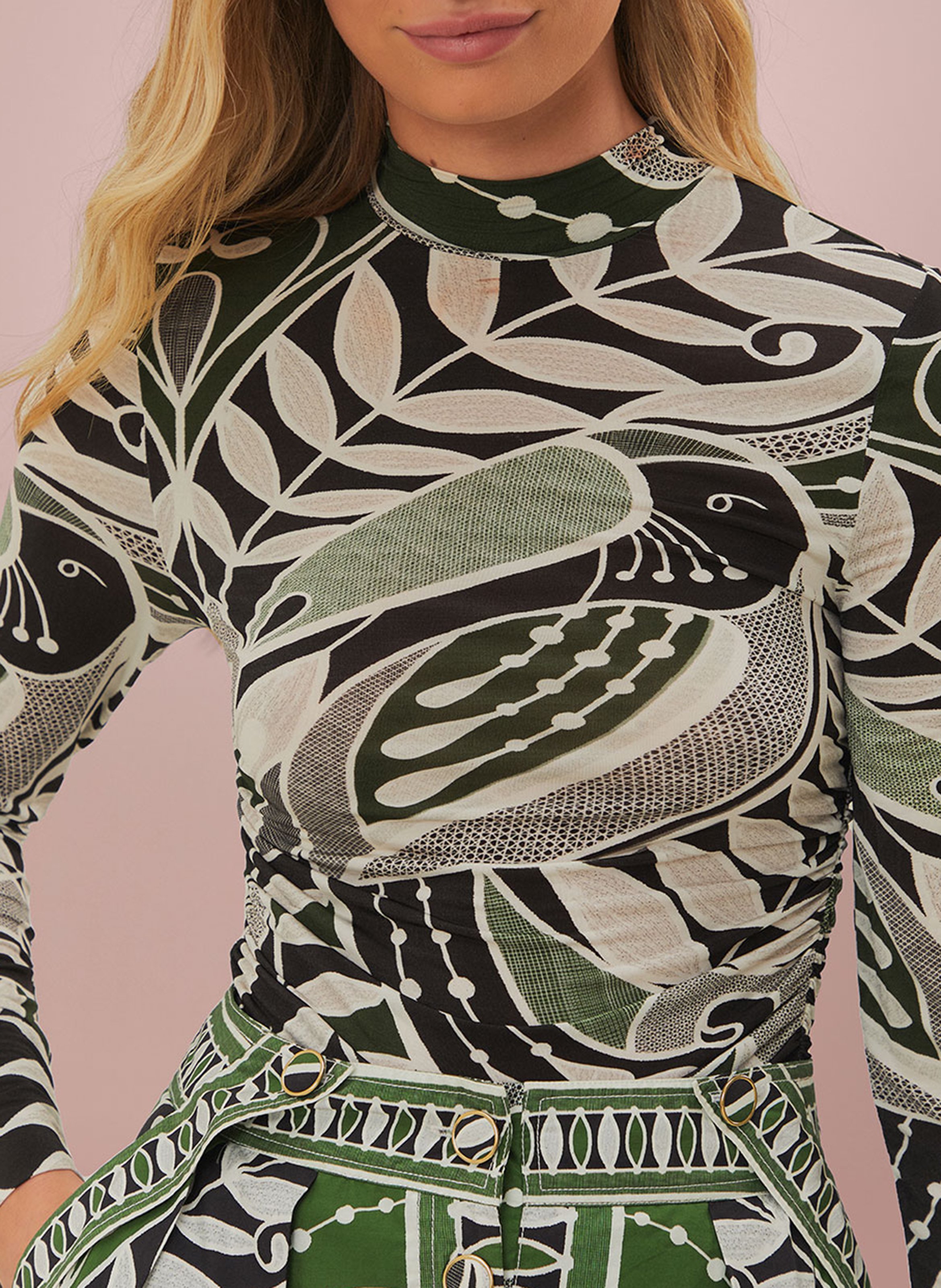 Printed round-neck tank top FARM RIO Black