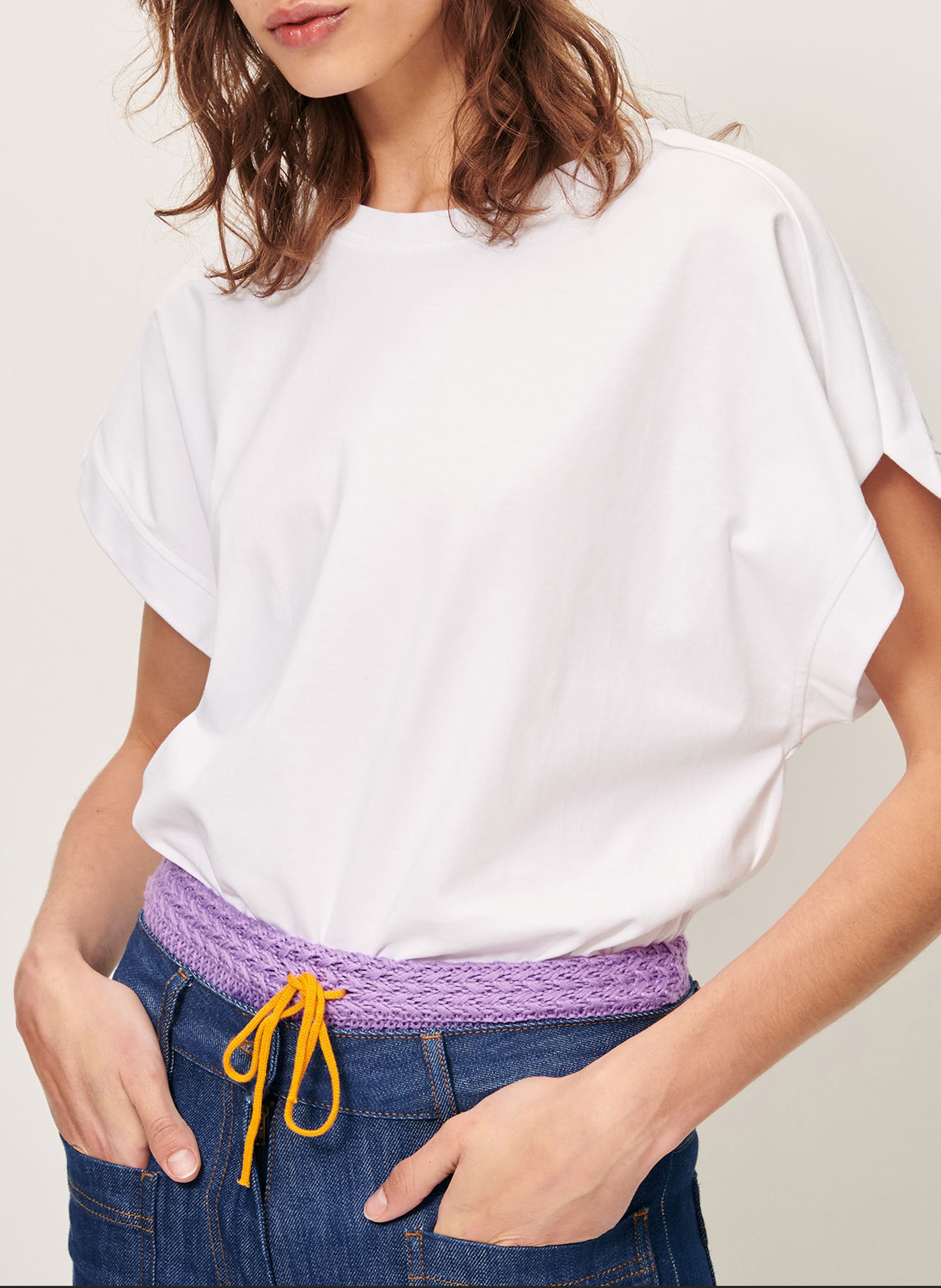 Tee-shirt court ample uni en coton SESSUN Blanc