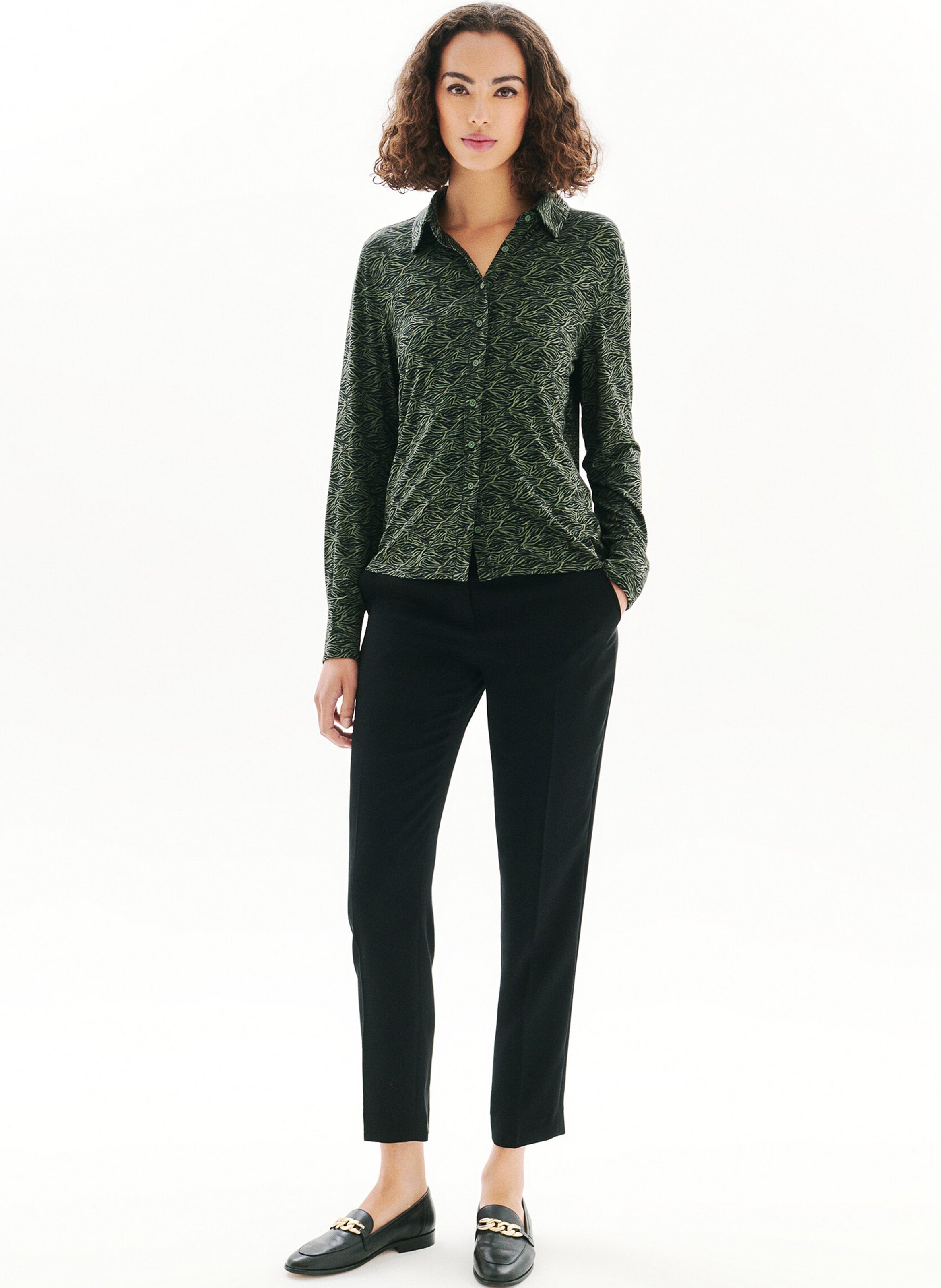 Chemise col classique imprimée CAROLL Vert