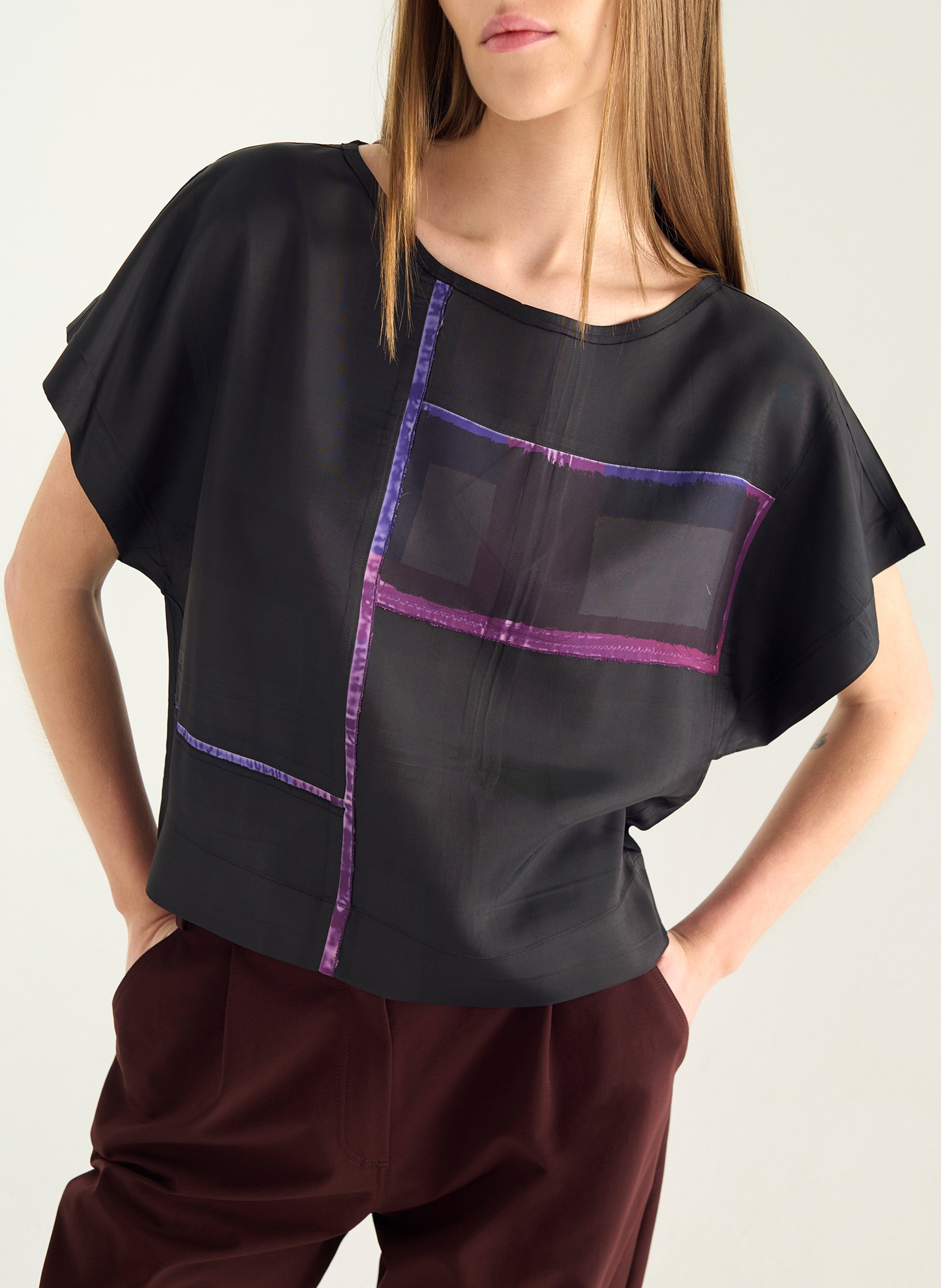 Oversized top met print COTELAC Zwart