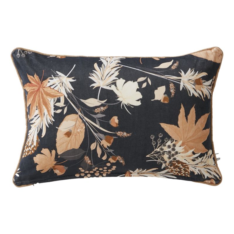 Coussin déco déhoussable 100% coton L'EFFET PAPILLON Noir