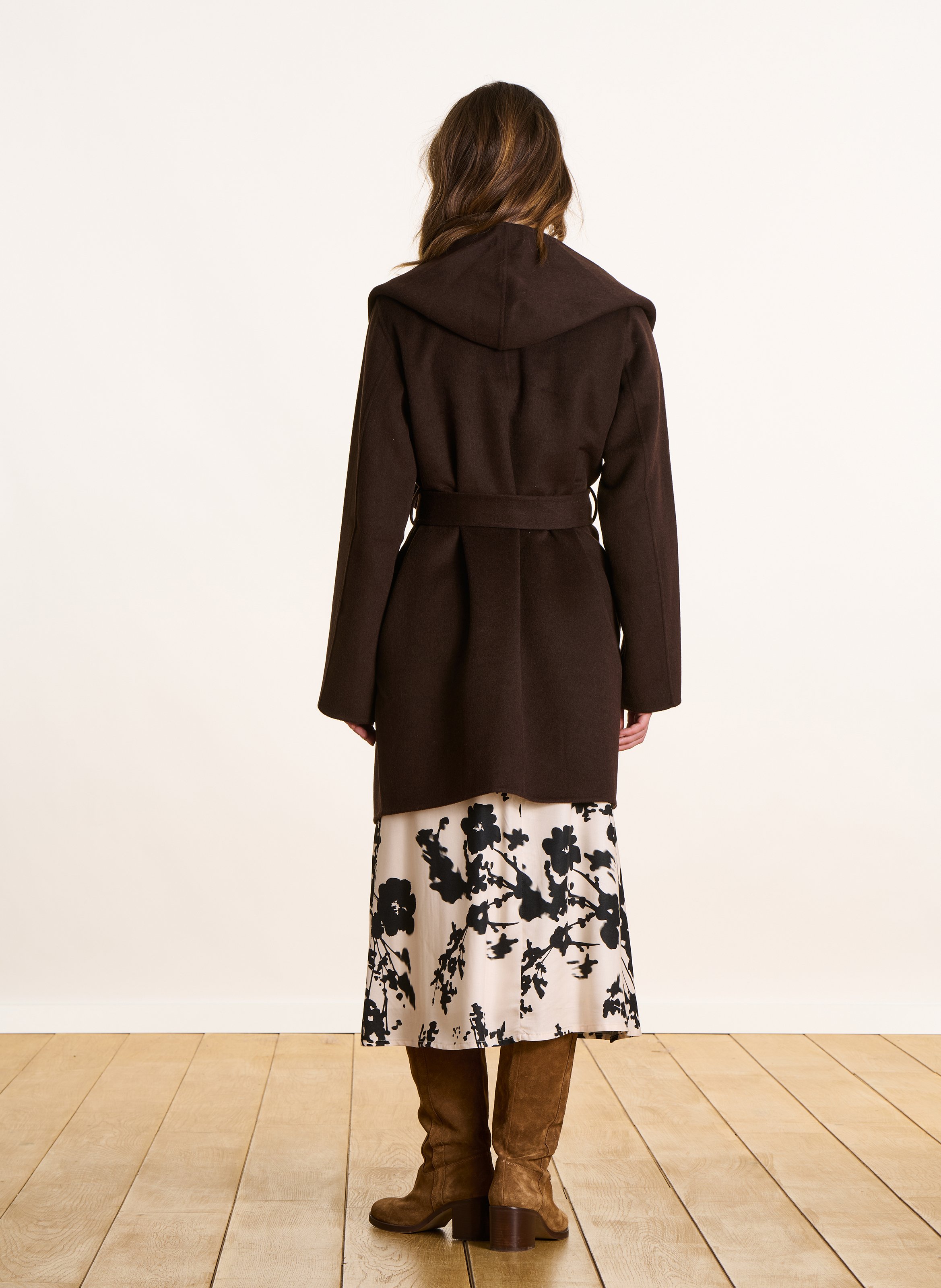 Gerader Mantel mit Schalkragen aus recycelter Mischwolle LA FEE MARABOUTEE Braun