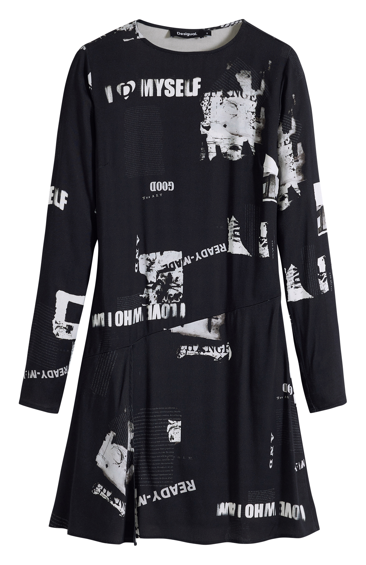 Robe courte col rond imprimée DESIGUAL Noir
