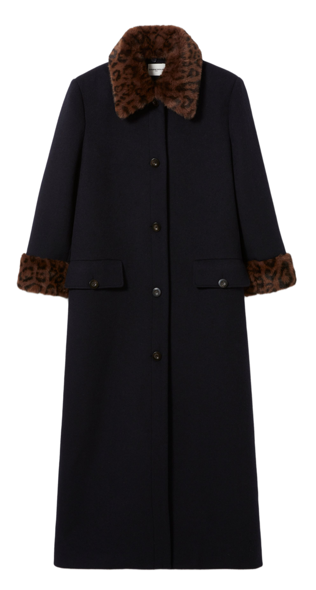 Manteau droit col classique en laine mélangée CLAUDIE PIERLOT Multicolore