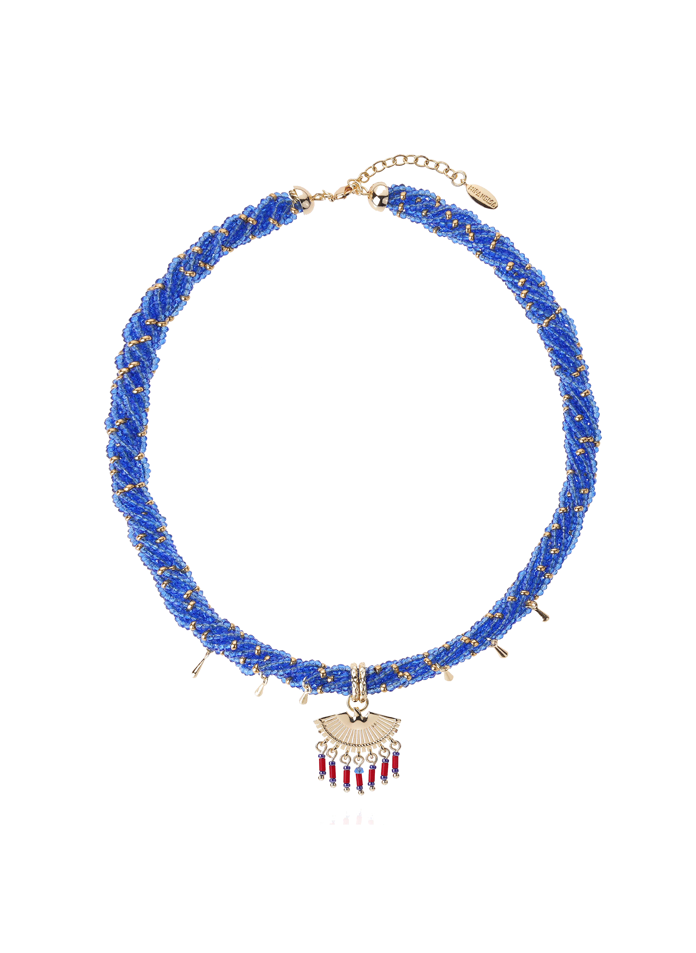 Twisted pearl necklace with charms and pendant HIPANEMA Blue