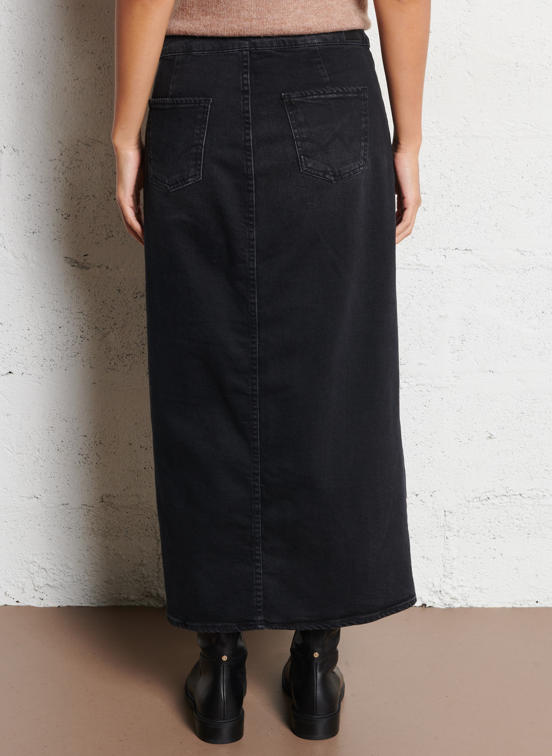 Jupe longue en denim de coton mélangé LE TEMPS DES CERISES Noir