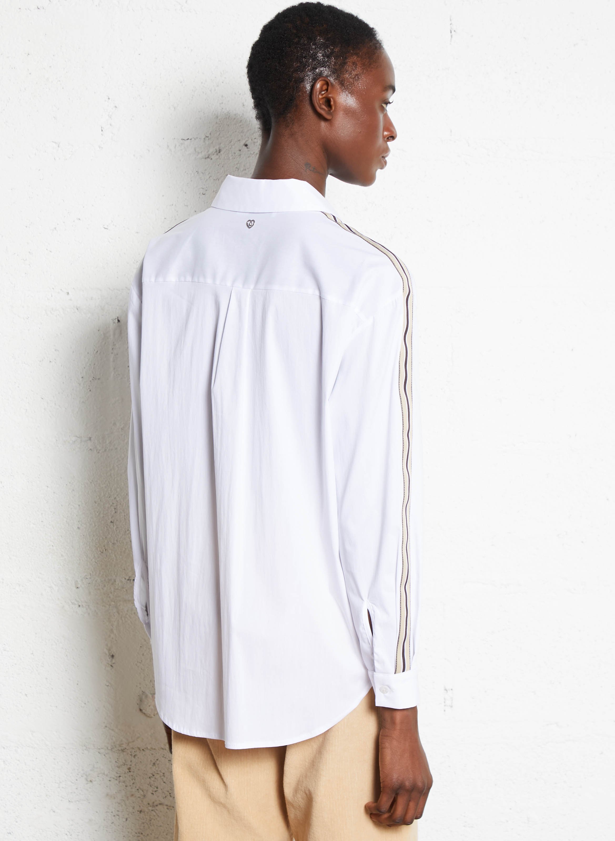 Chemise droite col classique en coton mélangé PLEASE Blanc