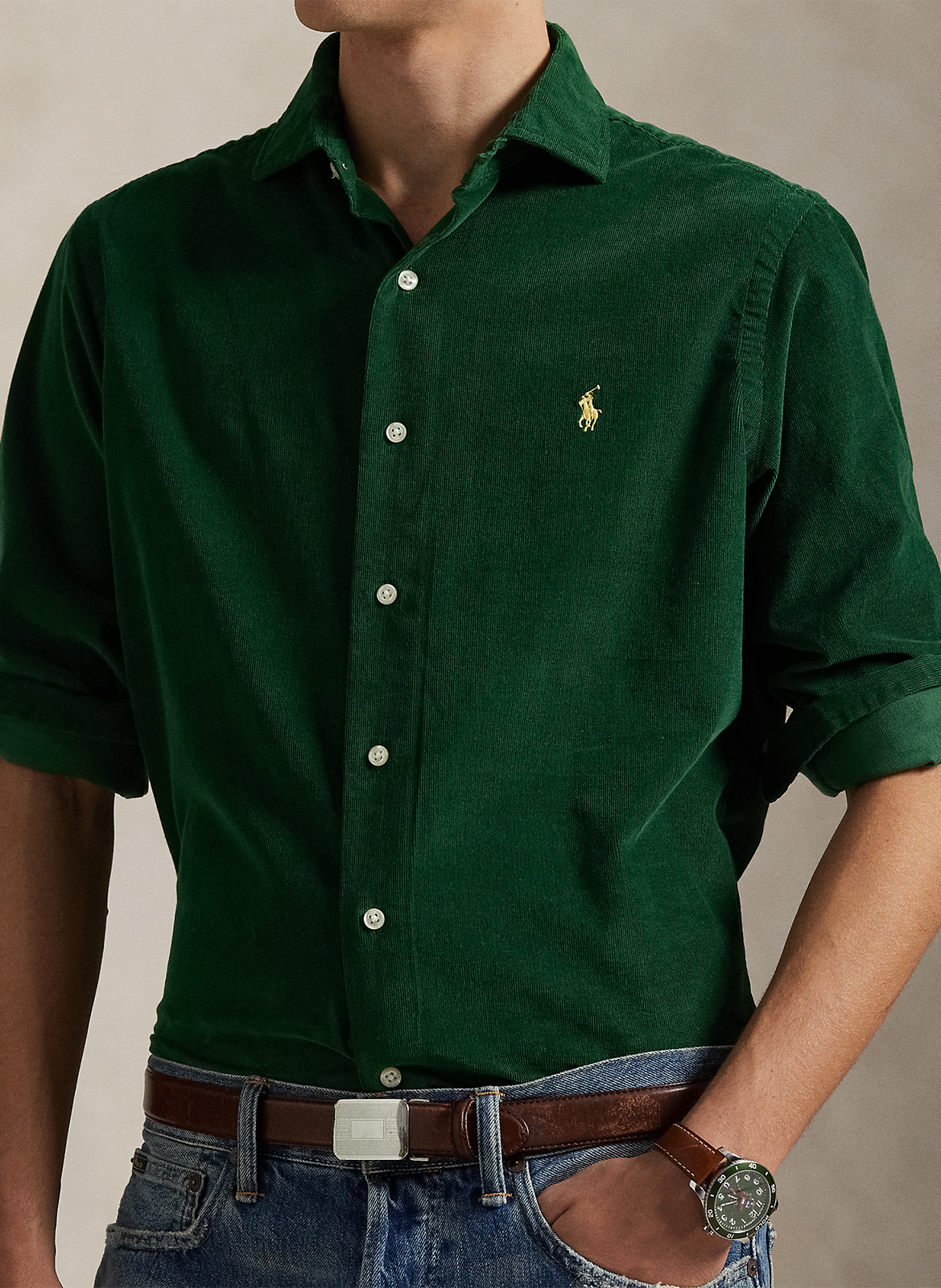 Blouse met klassieke kraag POLO RALPH LAUREN Groen