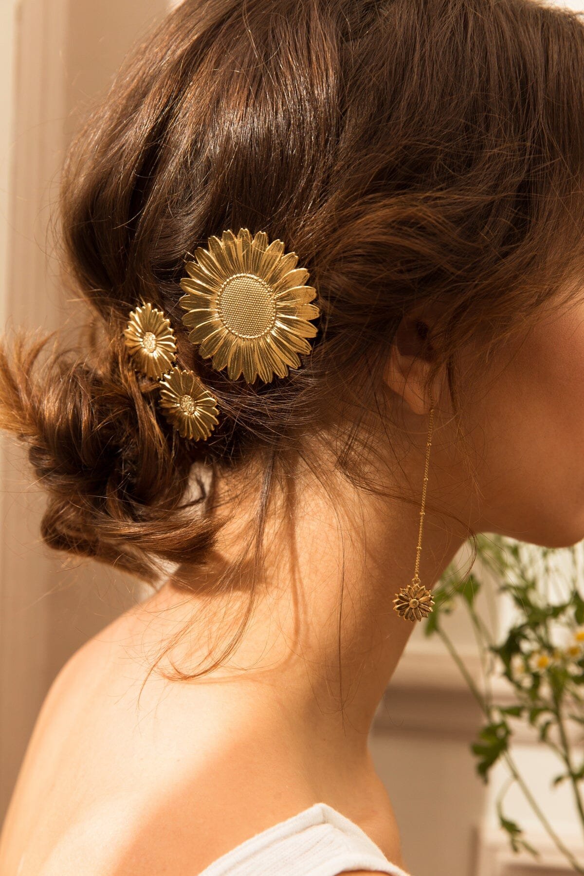 HESPÉRIS - silver-plated flower dangle earrings MONSIEUR SIMONE Golden