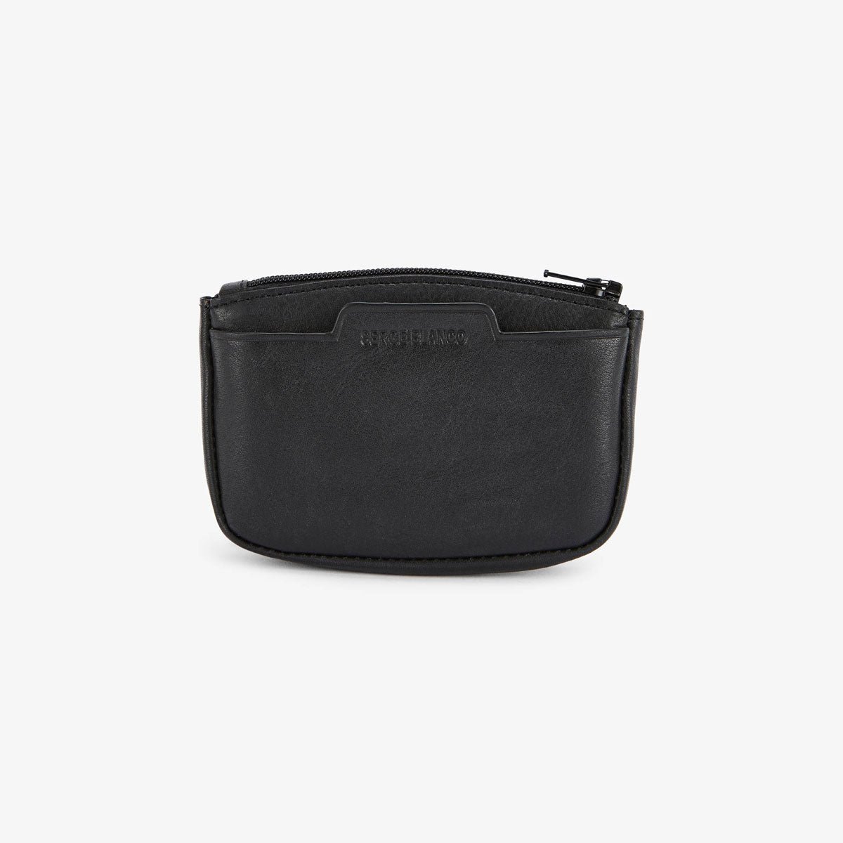 Leather zip-around wallet with embossed logo SERGE BLANCO Black