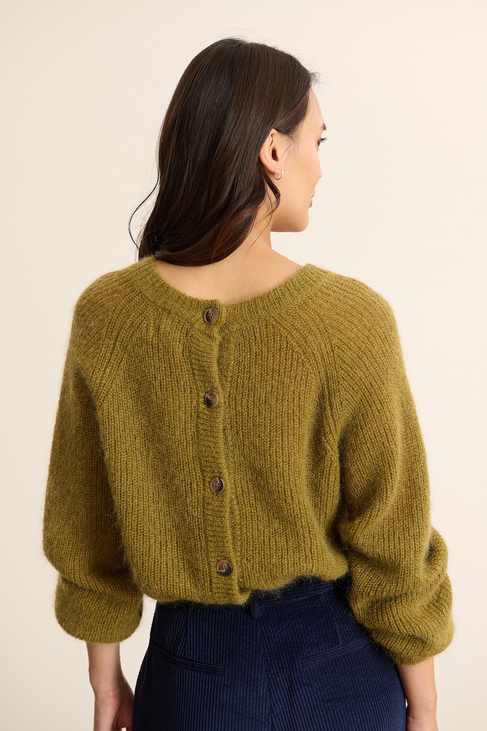 Buttoned round neck sweater GARANCE PARIS Green