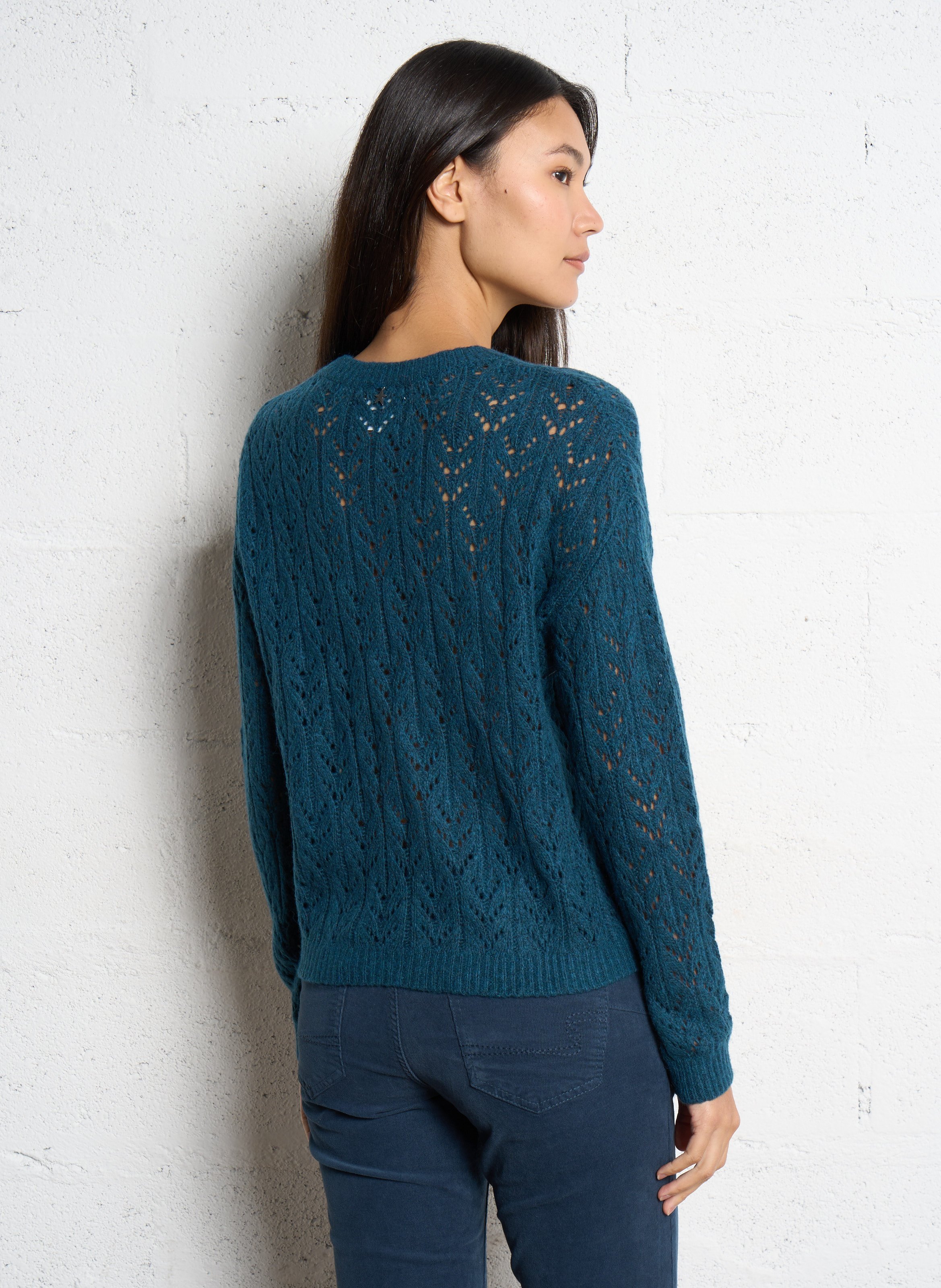 Pull droit col rond en maille SUD EXPRESS Bleu