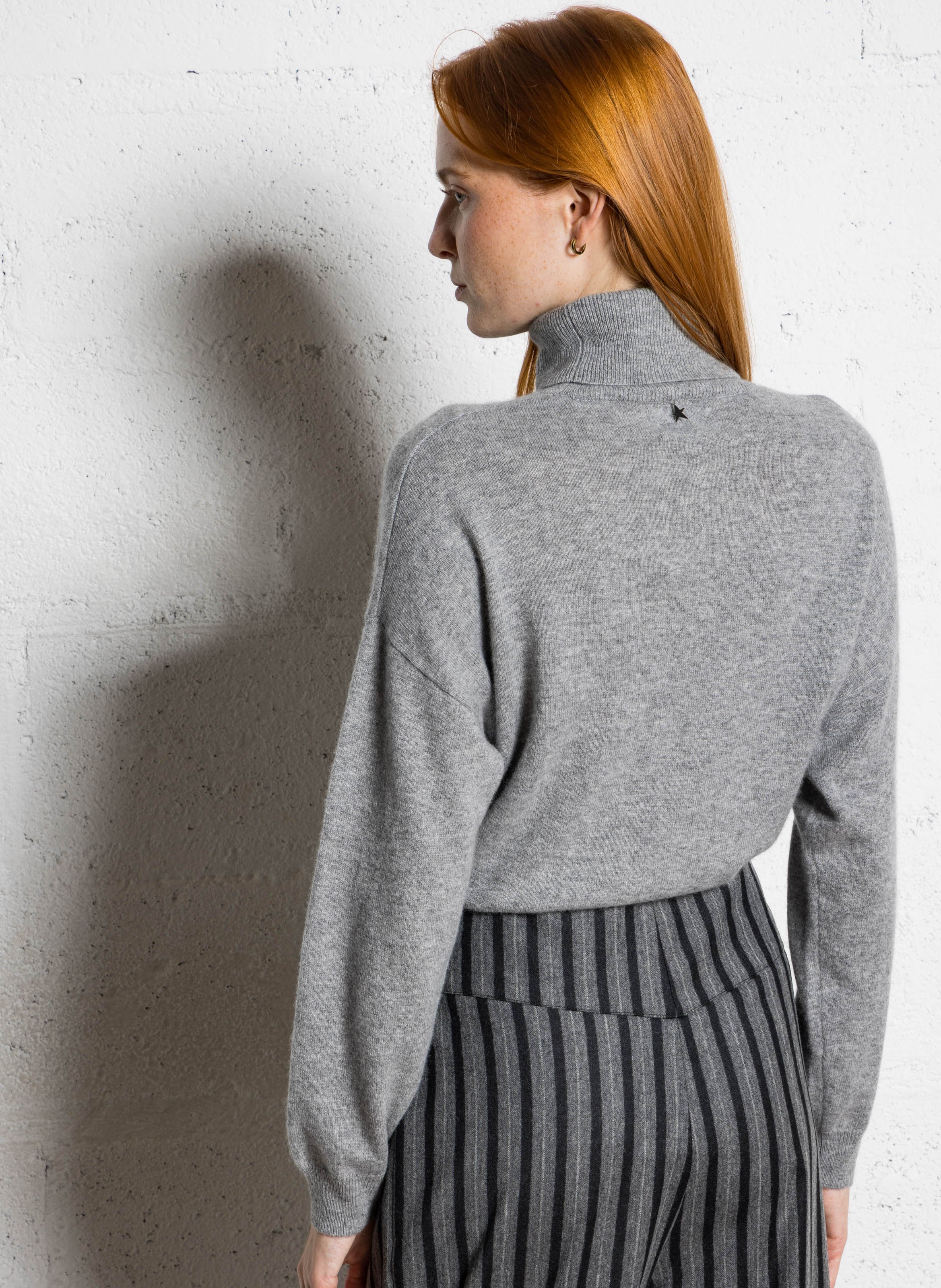 Pull oversize col roulé en cachemire SUD EXPRESS Gris