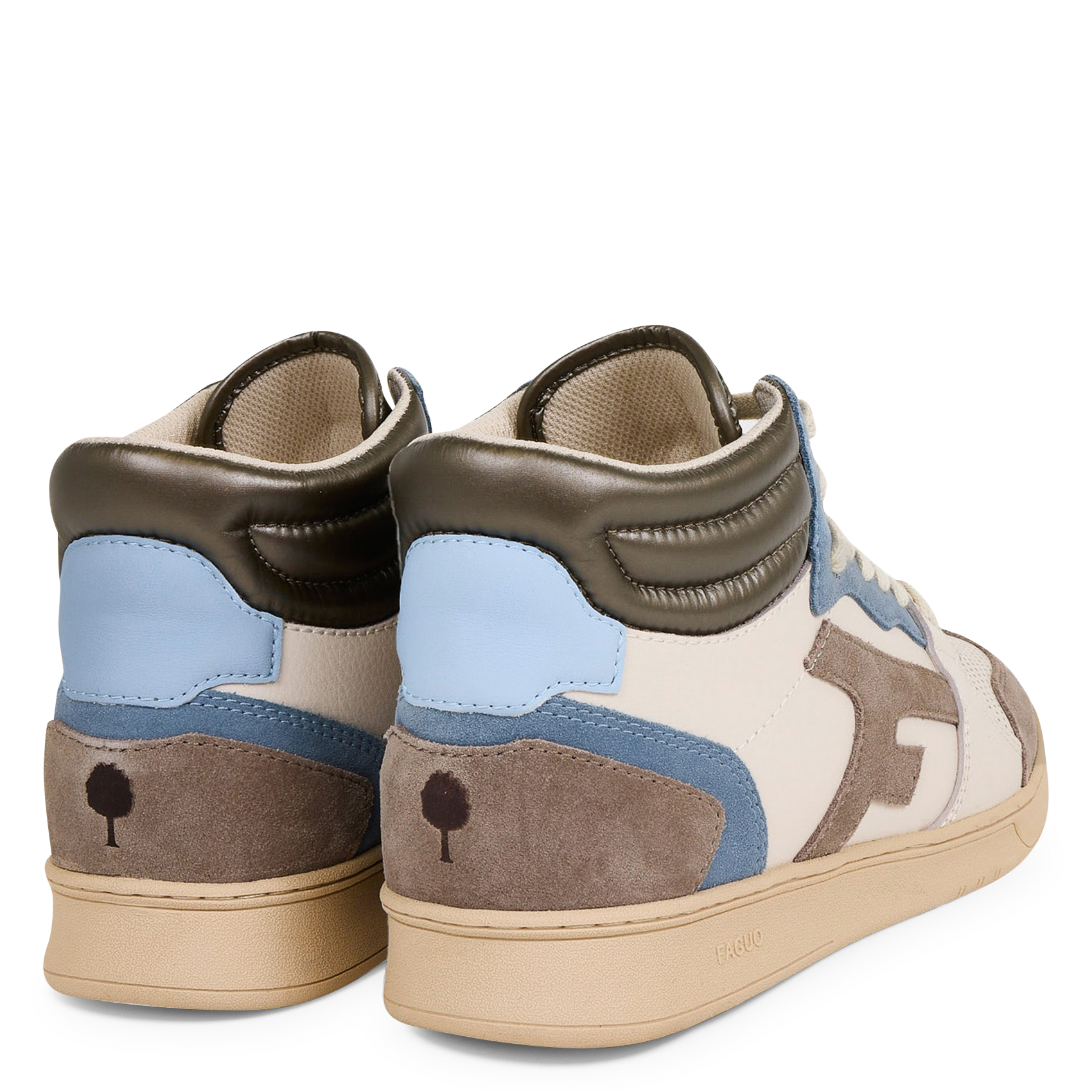 Hohe Sneaker aus Leder-Mix FAGUO Beige