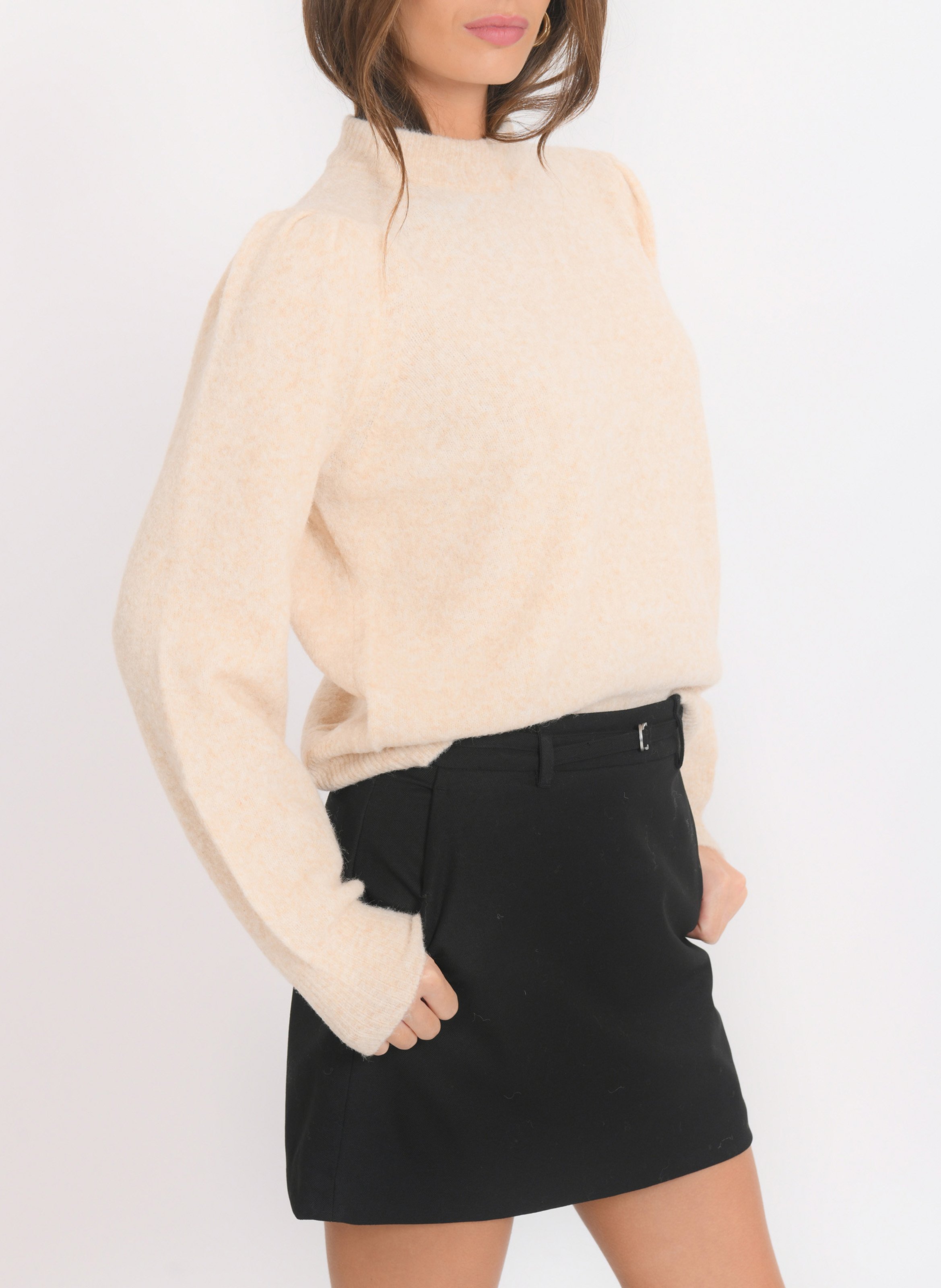 Kurzärmliger Pullover mit Rundhalsausschnitt KOOKAI Beige