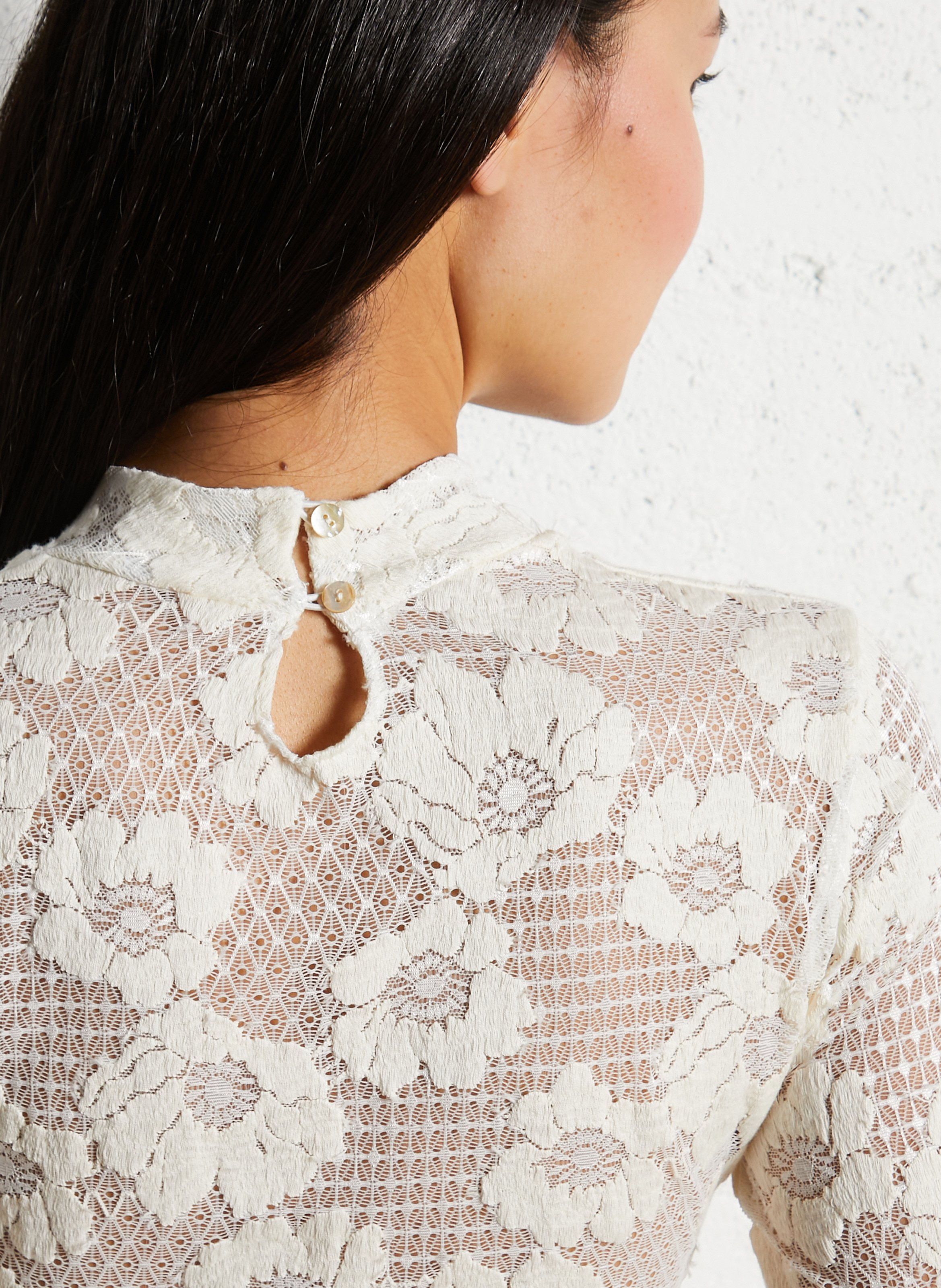 Body manches longues en dentelle LA NOUVELLE Beige