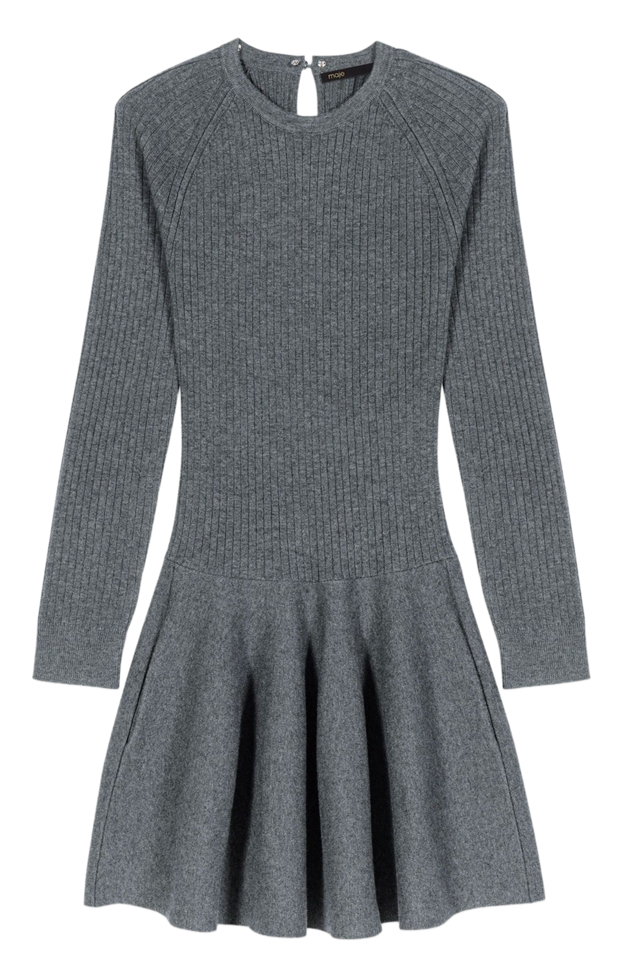 Robe courte col classique en maille côtelée MAJE Gris