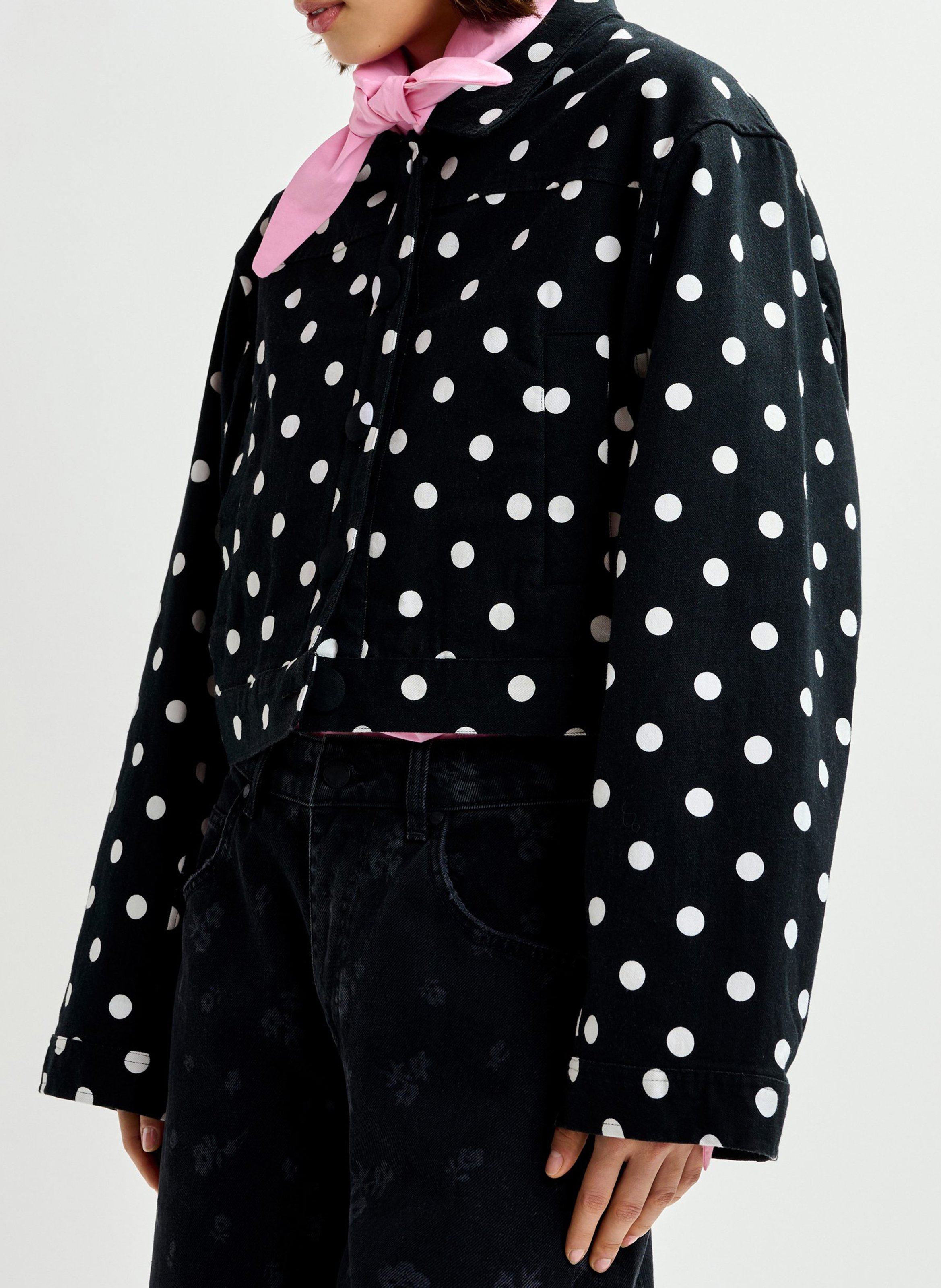 Straight jacket with classic collar in printed cotton ESSENTIEL ANTWERP White