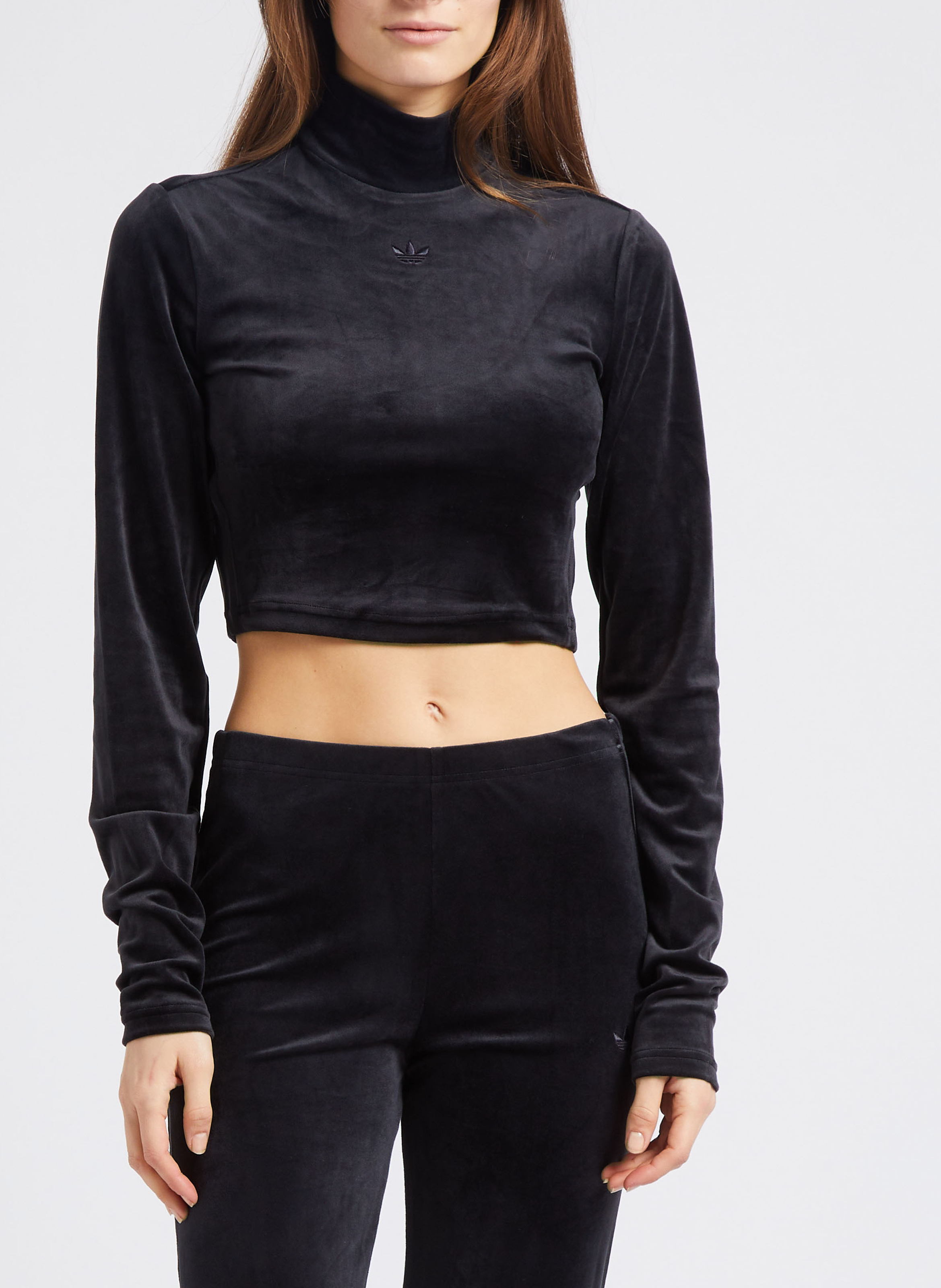 Velvet effect high-neck crop top ADIDAS Black