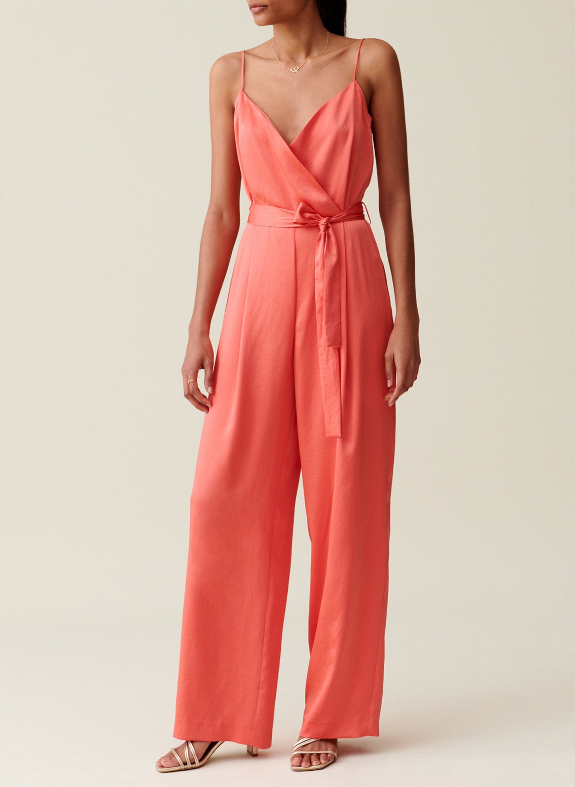 Combinaison droite encolure V satinée CLAUDIE PIERLOT Orange