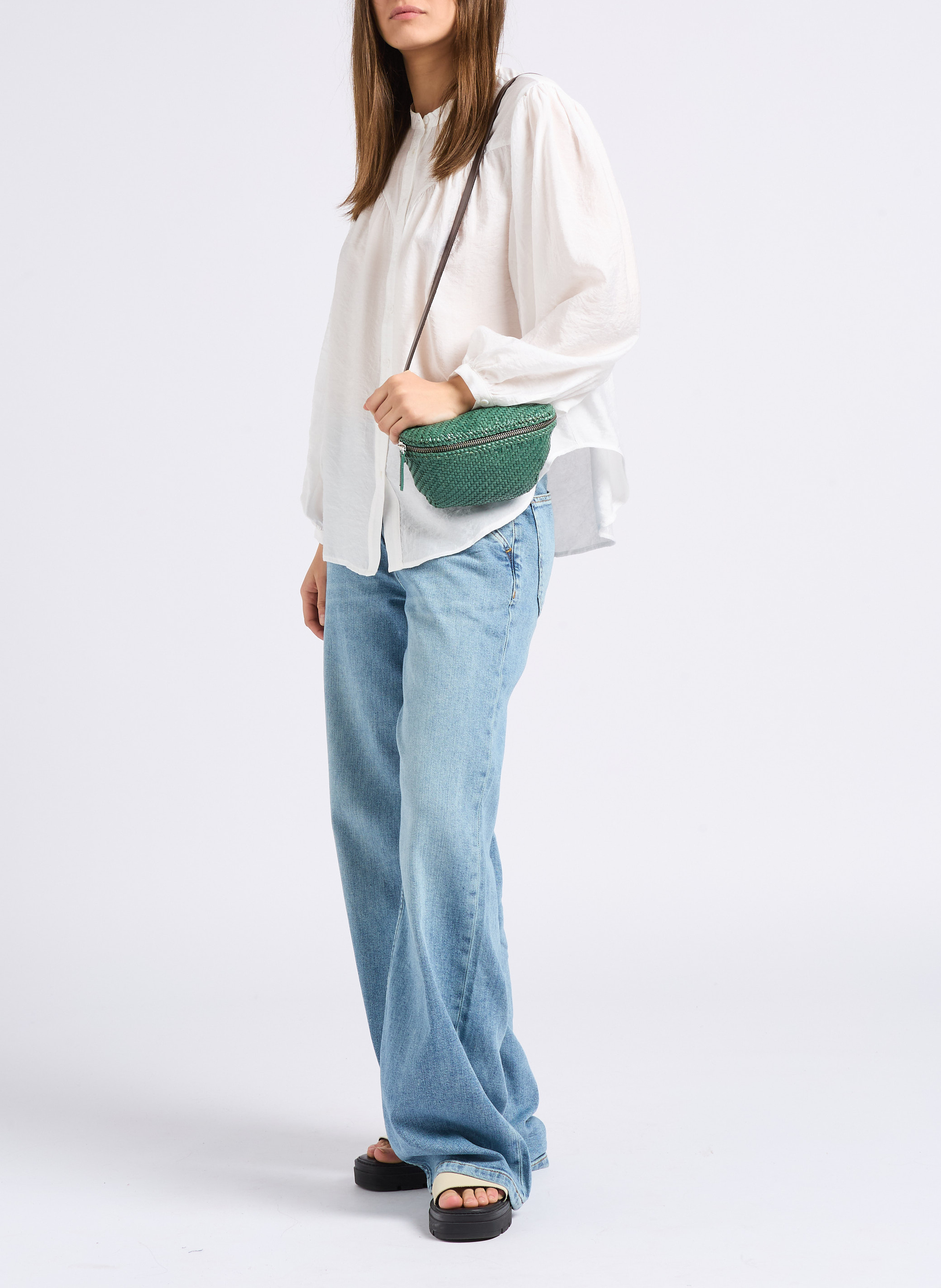 Hüfttasche aus Flechtleder DRAGON DIFFUSION Grun