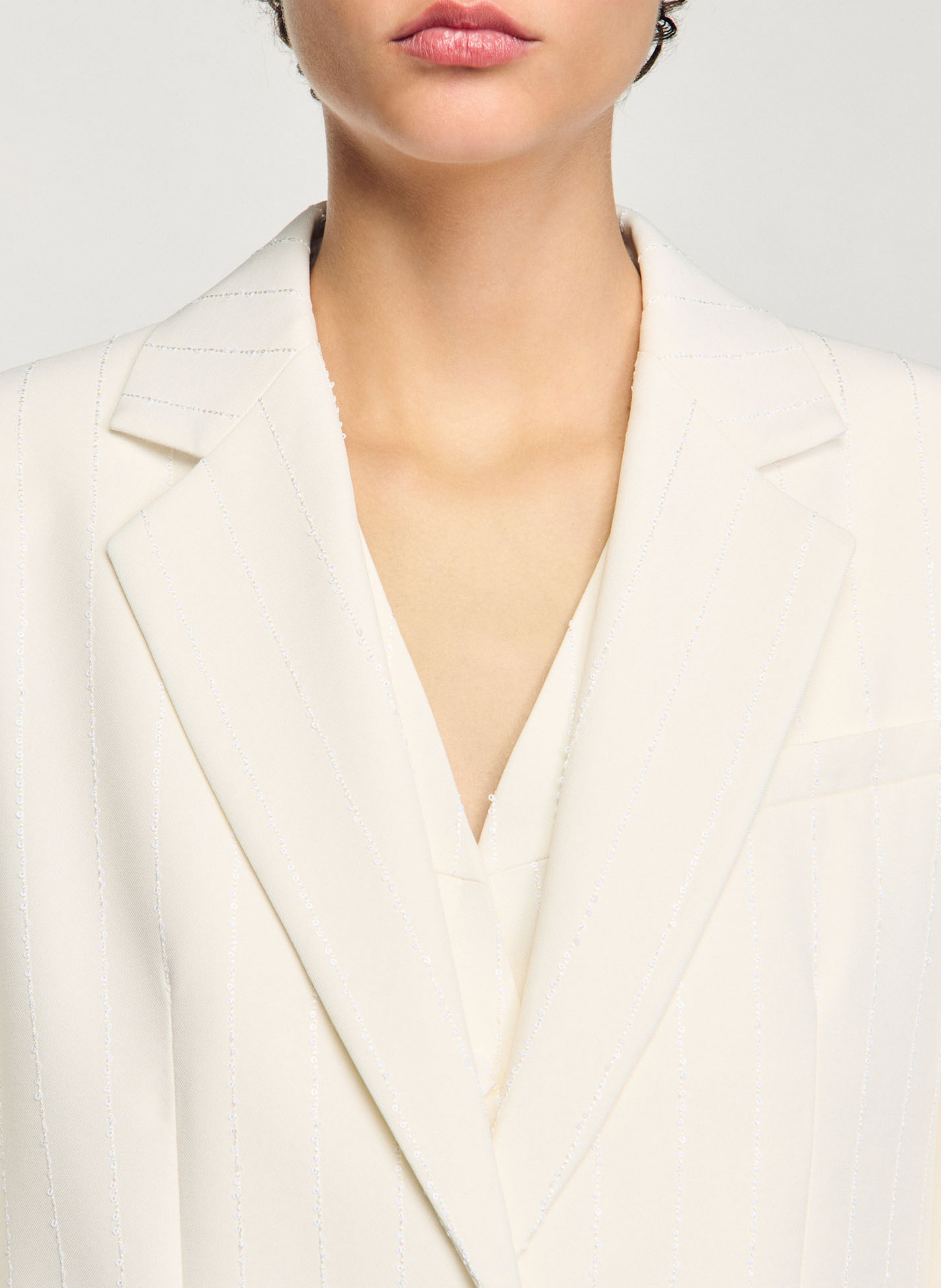 Gestreepte blazer met pailletten SANDRO Beige