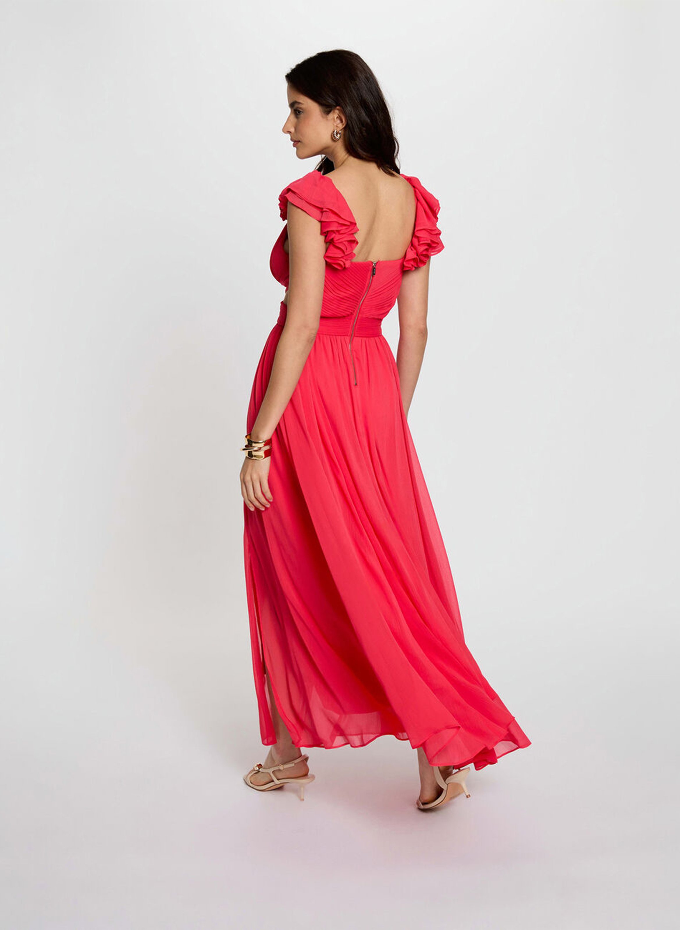 Long V-neck dress MORGAN Red