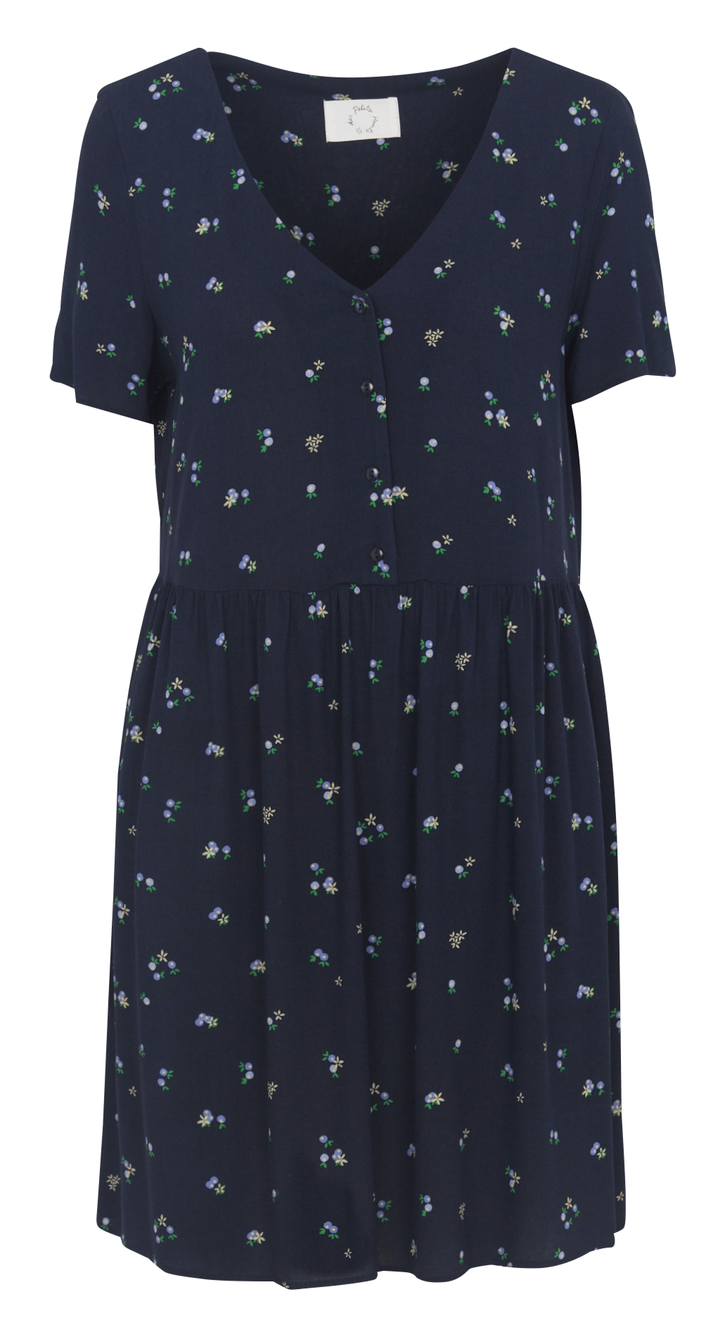 Short dress with floral print collar DES PETITS HAUTS Black