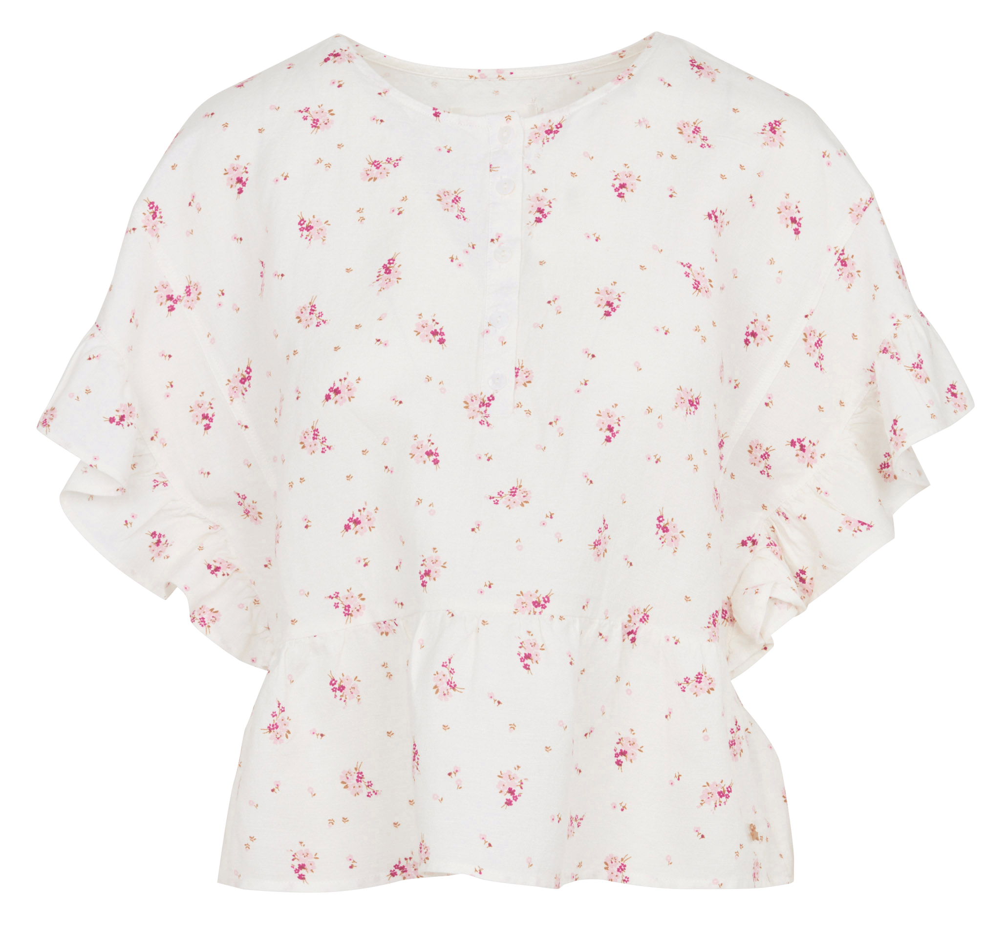 Blouse imprimée col rond   DES PETITS HAUTS Blanc