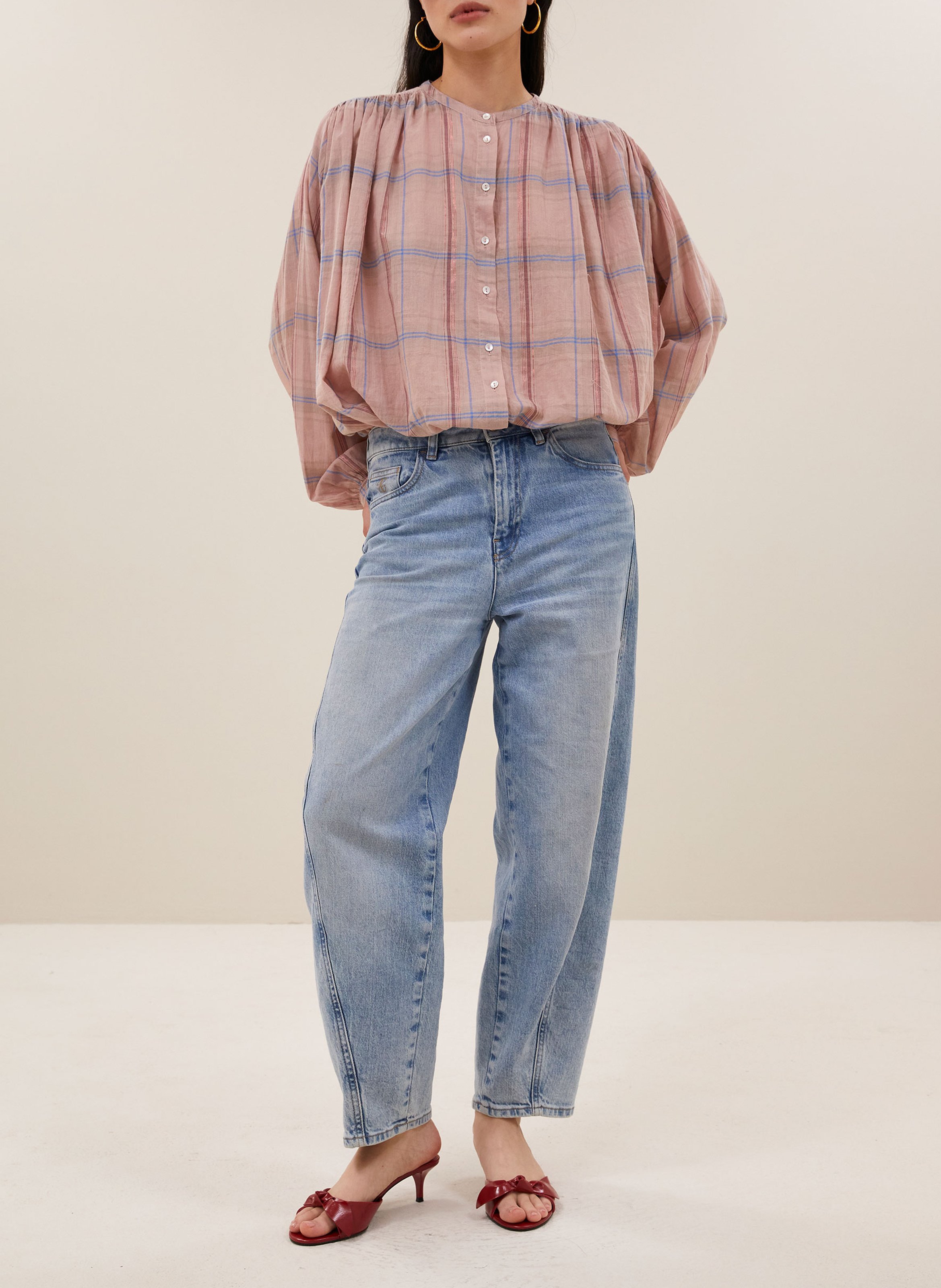 Chemise col rond en coton bio BY BAR Rose