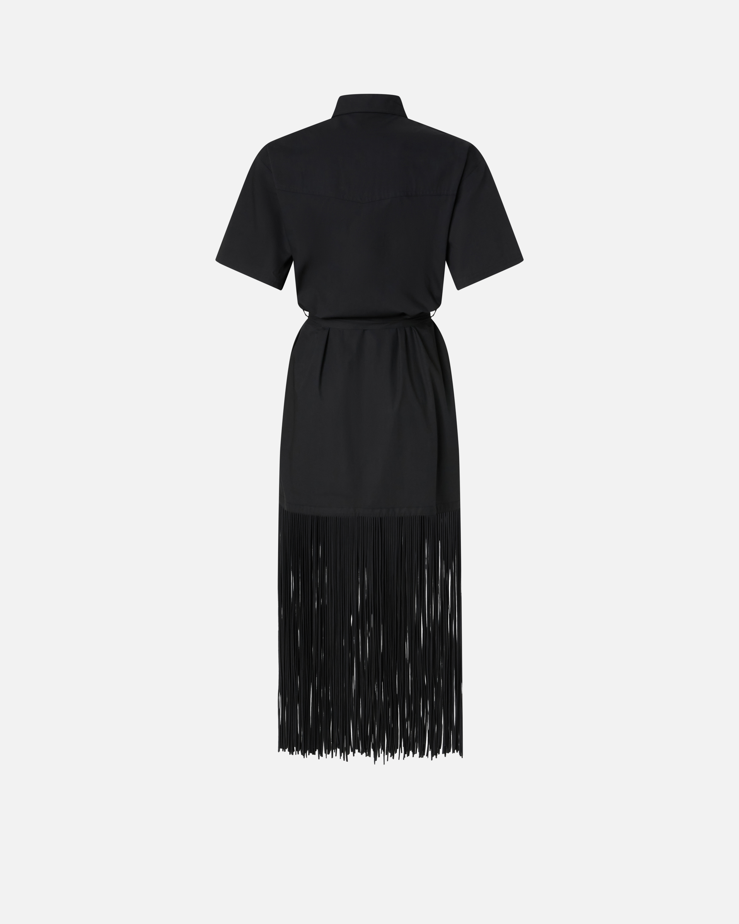 Robe chemise longue à franges et détails métalliques PINKO Noir