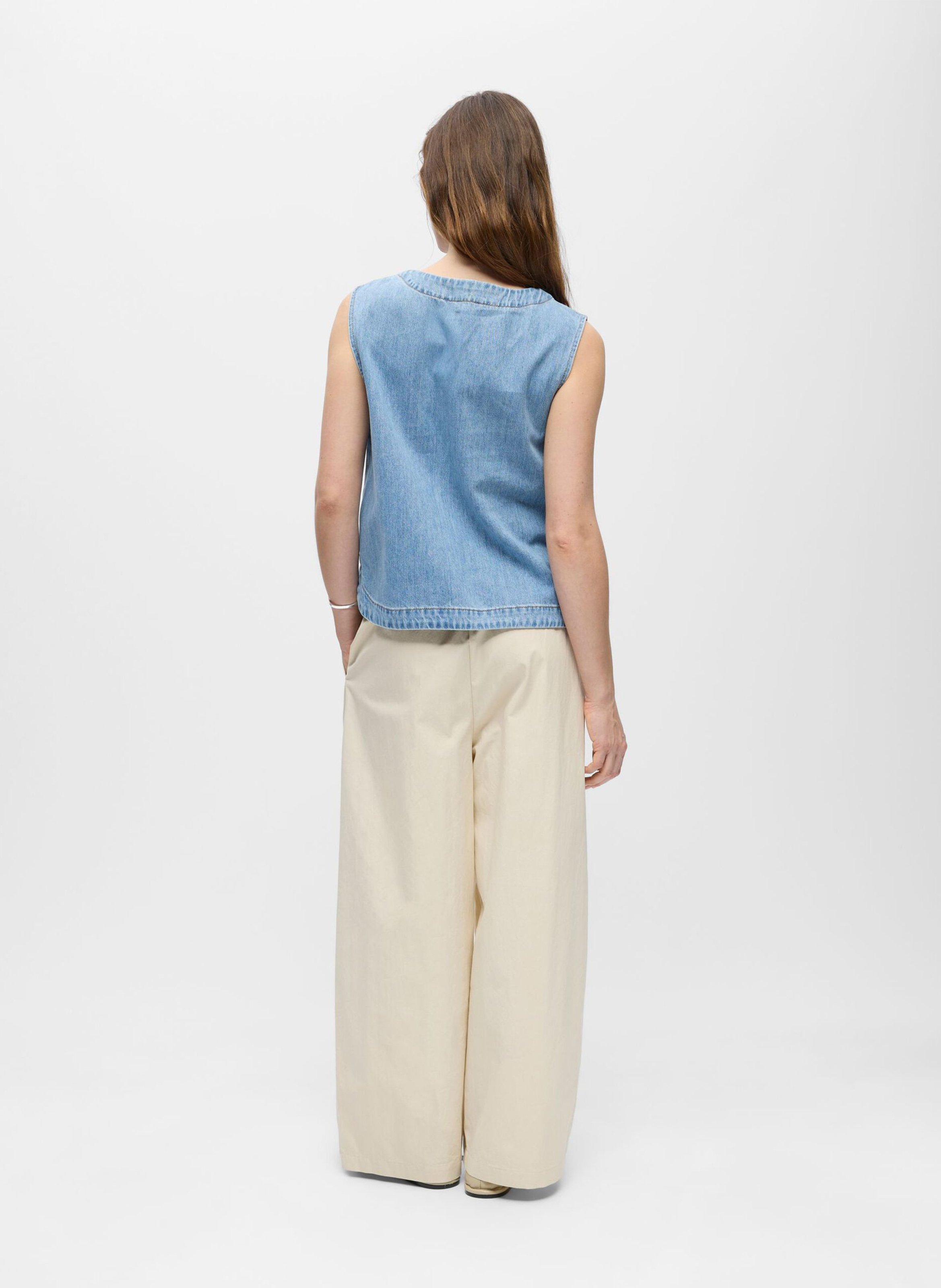 Oberteil mit Rundhalsausschnitt aus Bio-Baumwollmischung OBJECT Blau