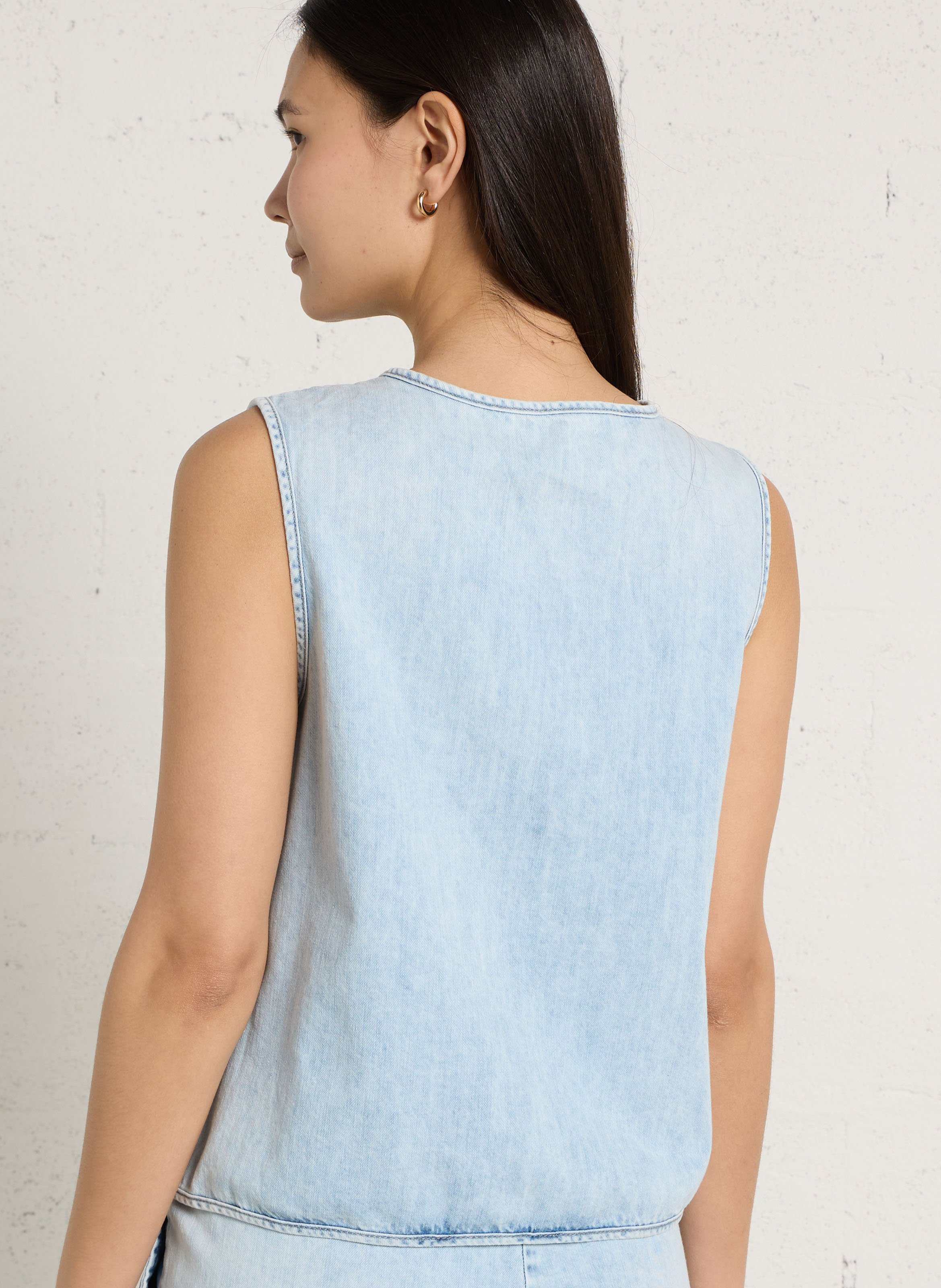 Baumwoll-Strickjacke mit V-Ausschnitt LE TEMPS DES CERISES Blau