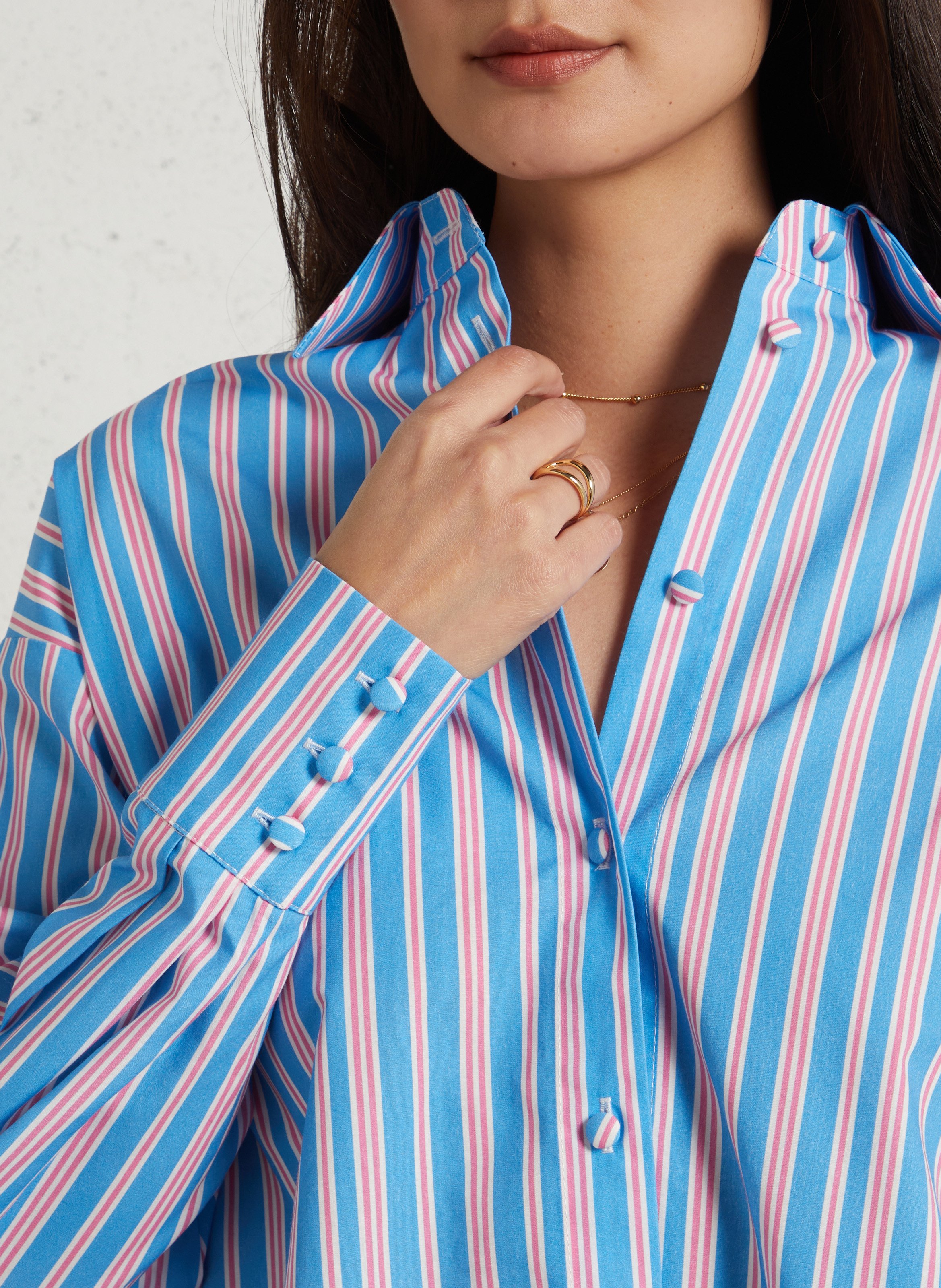 Chemise ample boutonnée à rayures ELISE CHALMIN Multicolore