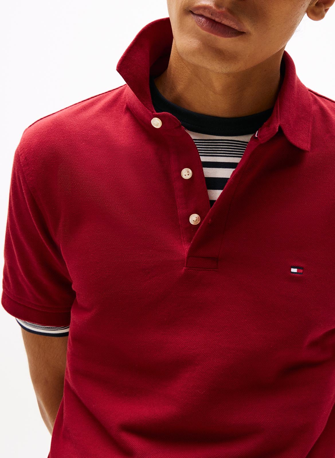 Polo slim-fit en coton bio TOMMY HILFIGER Rouge