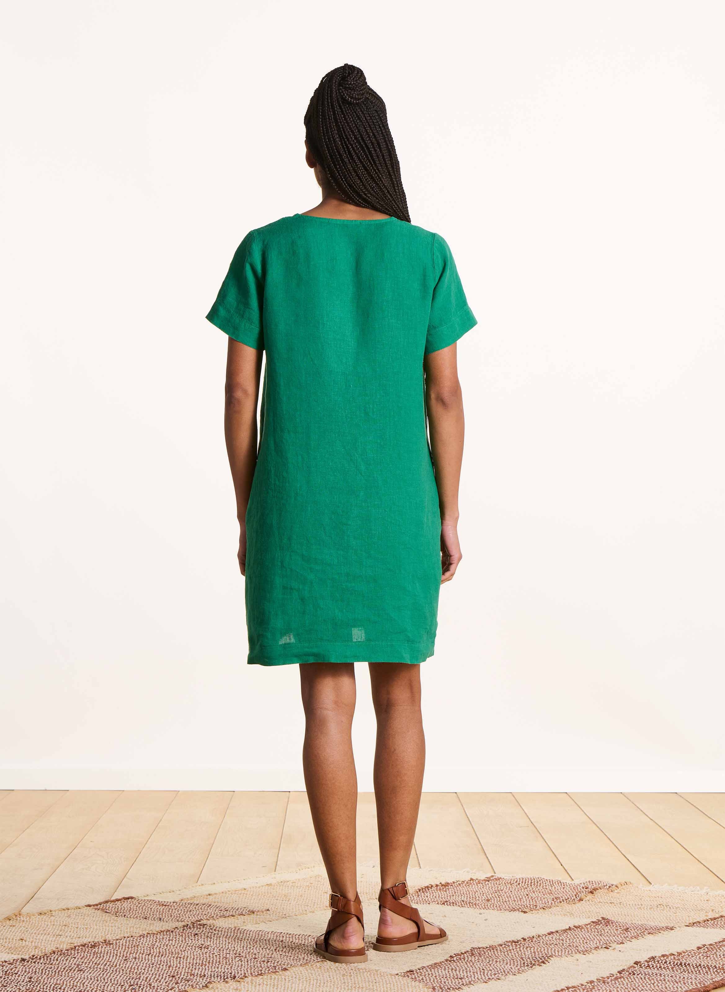 Robe ample en lin Groen