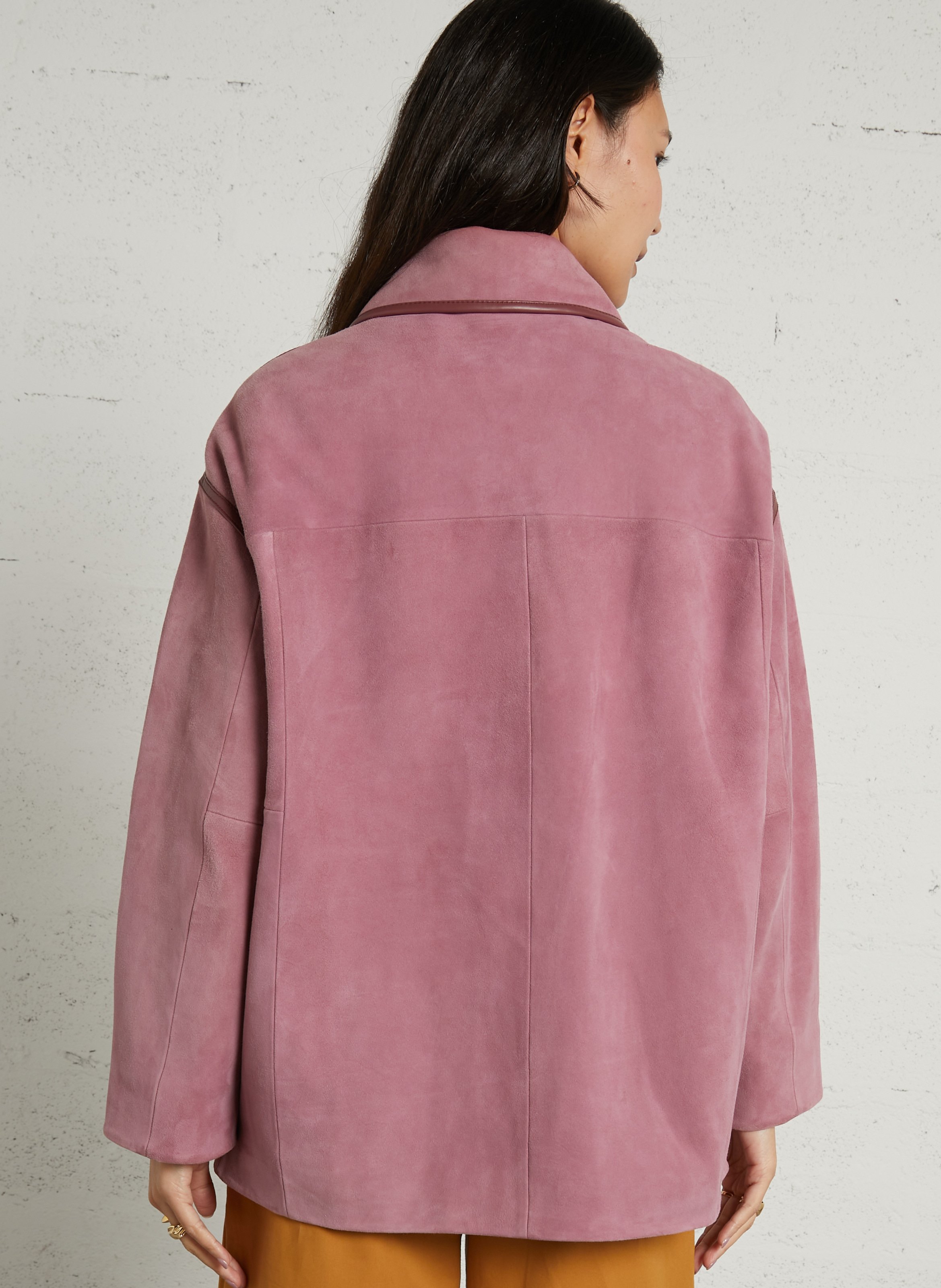 Classic coat with goat leather collar LOUISE MISHA Pink