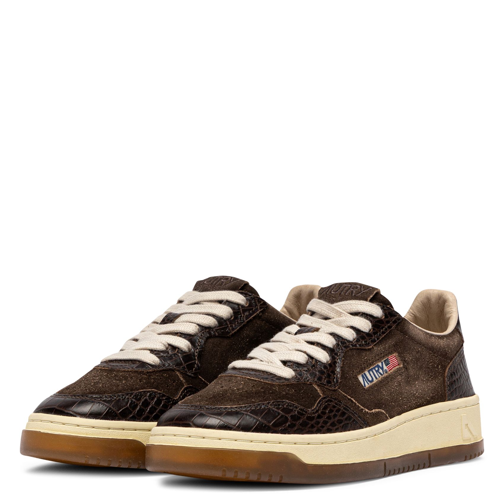 Niedrige Sneaker aus Leder-Mix AUTRY Braun