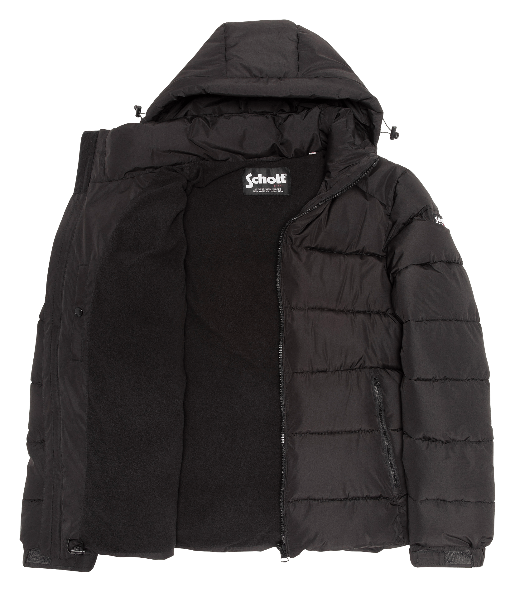Straight padded jacket with hood SCHOTT Black
