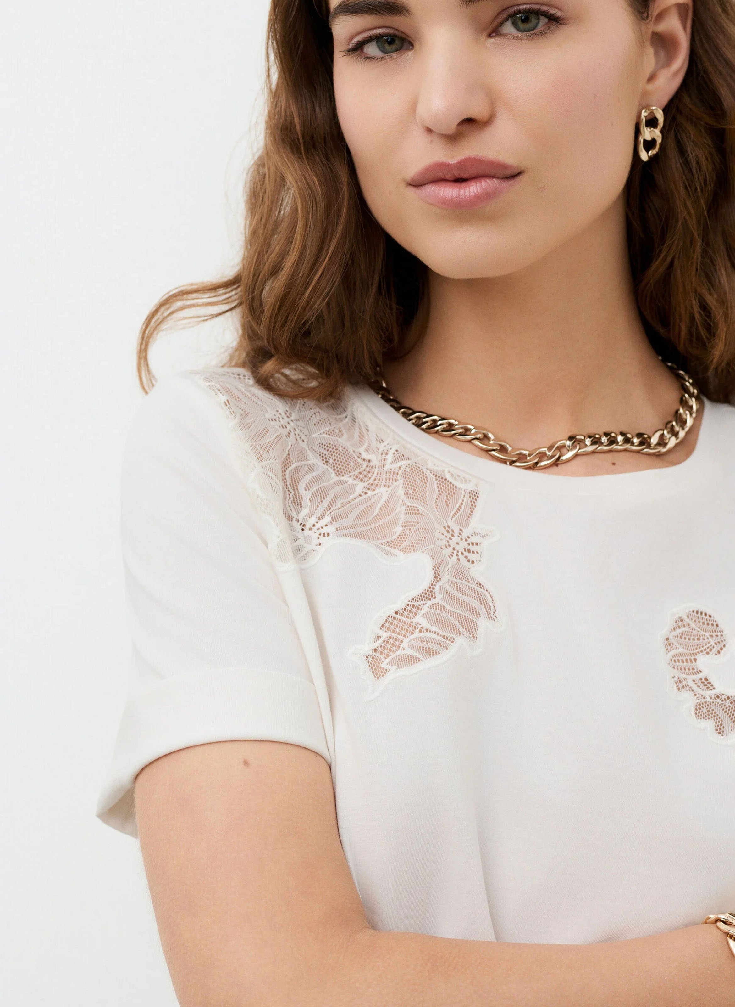 Katoenen T-shirt met ronde hals CAROLL Beige